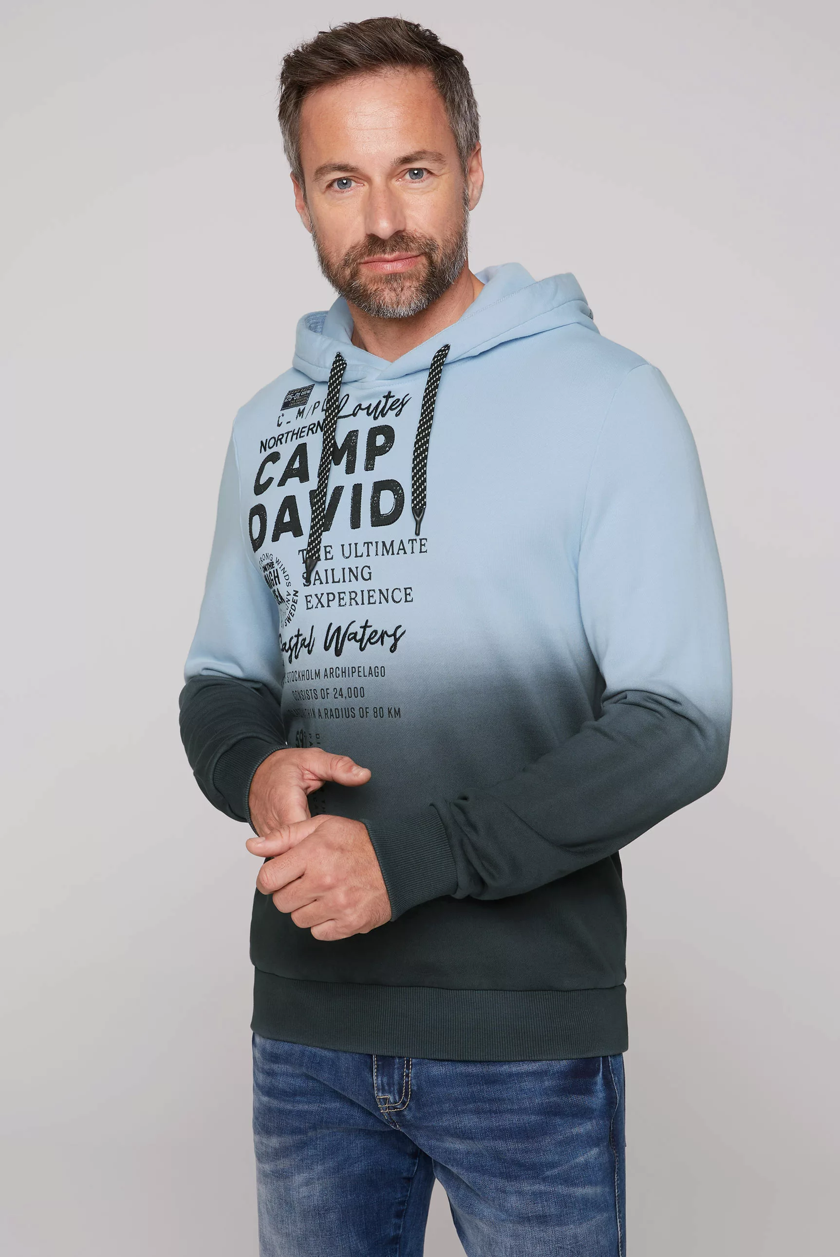 CAMP DAVID Kapuzensweatshirt mit Logo-Prints und Farbverlauf günstig online kaufen