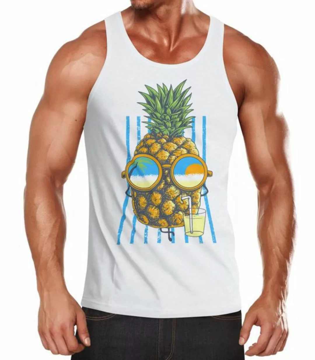 Neverless Tanktop Herren Tank Top chilling Ananas Pinapple Sommer Beach Par günstig online kaufen