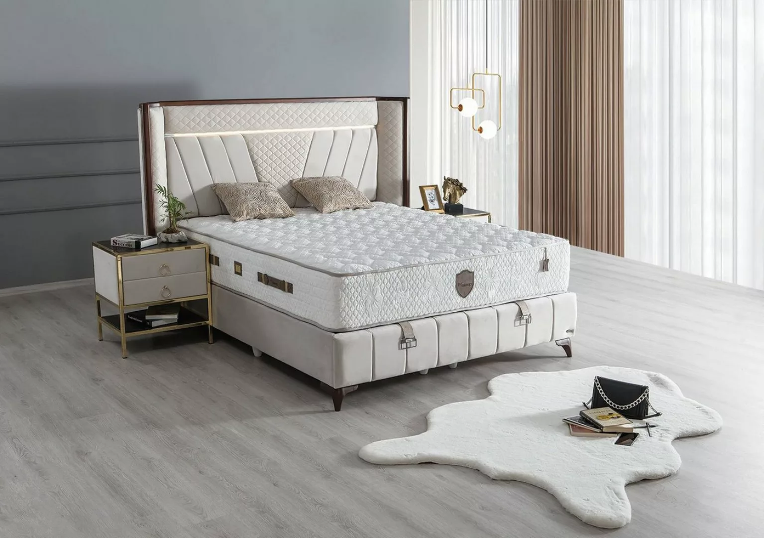 Villa Möbel Boxspringbett LUSSO (Bett Set, Bettset), Bettkasten mit XXL Sta günstig online kaufen