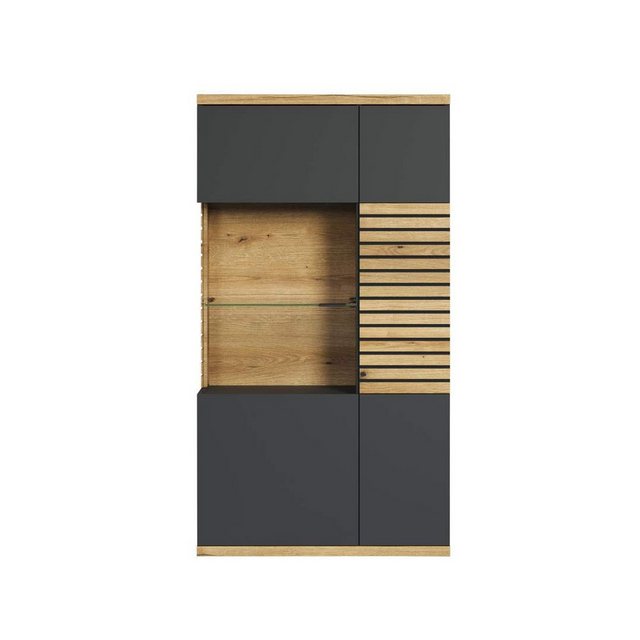 ebuy24 Vitrine Norris Vitrinenschrank grau, Eiche dekor. günstig online kaufen