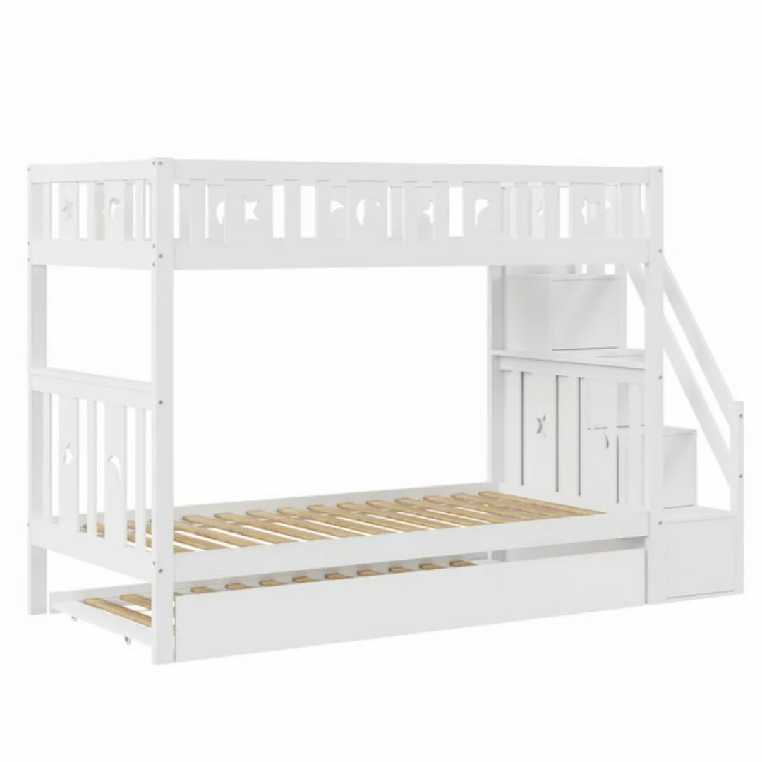 OKWISH Etagenbett Kinderbett Einzelbett mit Sicherheitstreppe (Massivholz-E günstig online kaufen