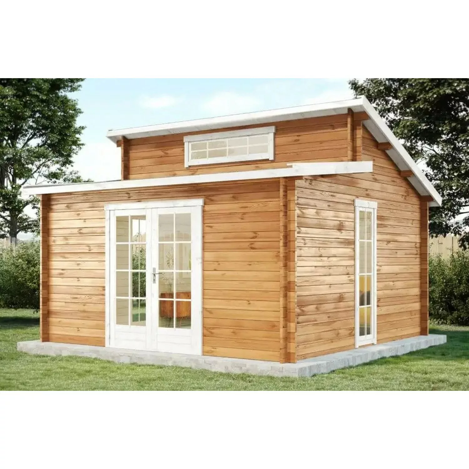 Carlsson Holz-Gartenhaus Lausitz Pultdach Unbehandelt 400 cm x 440 cm günstig online kaufen