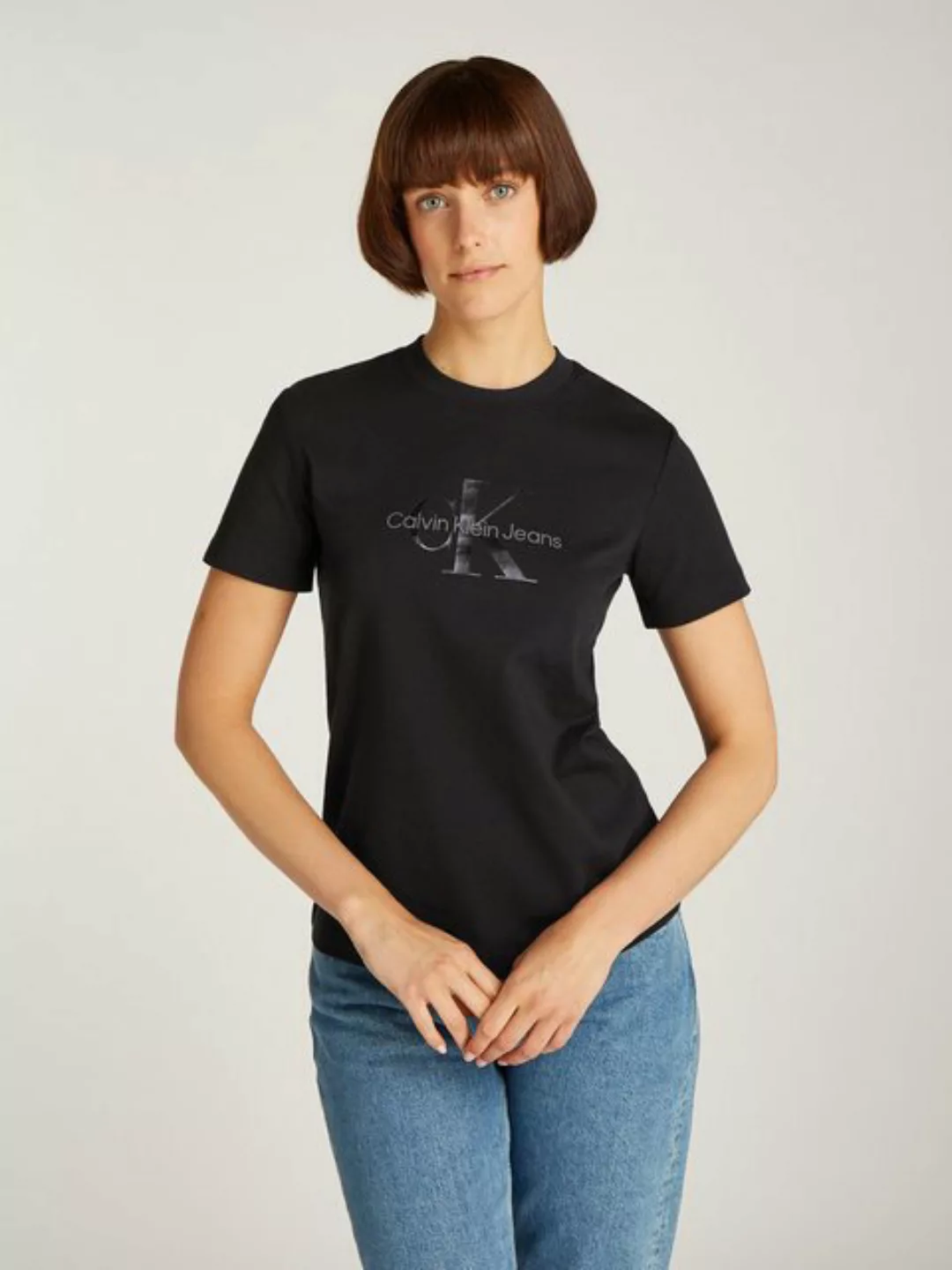 Calvin Klein Jeans Rundhalsshirt "GLOSSY MONOLOGO REGULAR TEE", mit Logodru günstig online kaufen