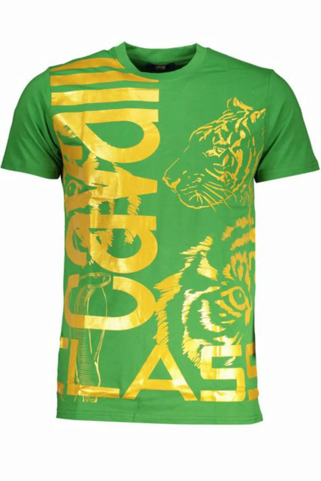 Cavalli Class T-Shirt Herren Rundhals-Kurzarmshirt in Grün mit Print und günstig online kaufen