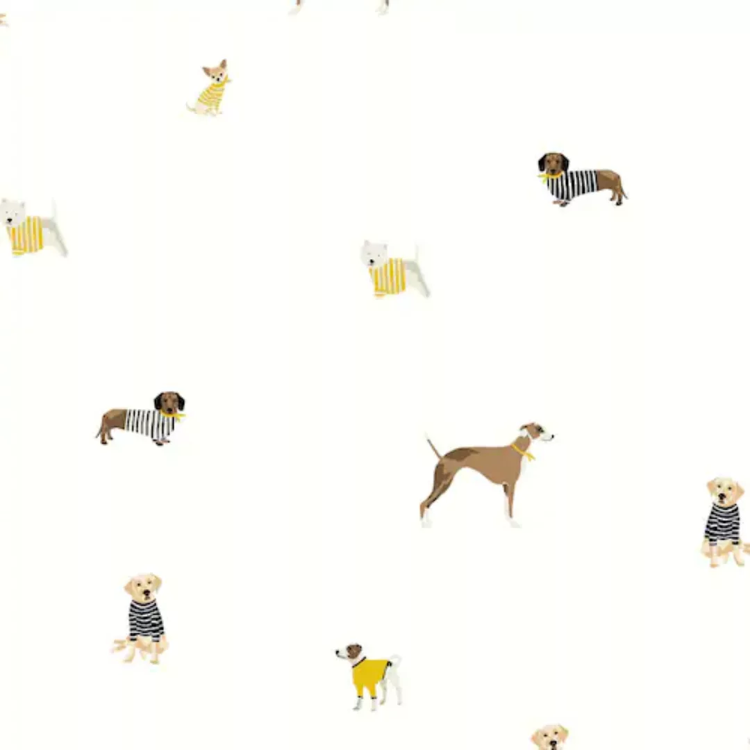 Joules Vliestapete »Harbour Dogs Crème«, animal print, animal print günstig online kaufen