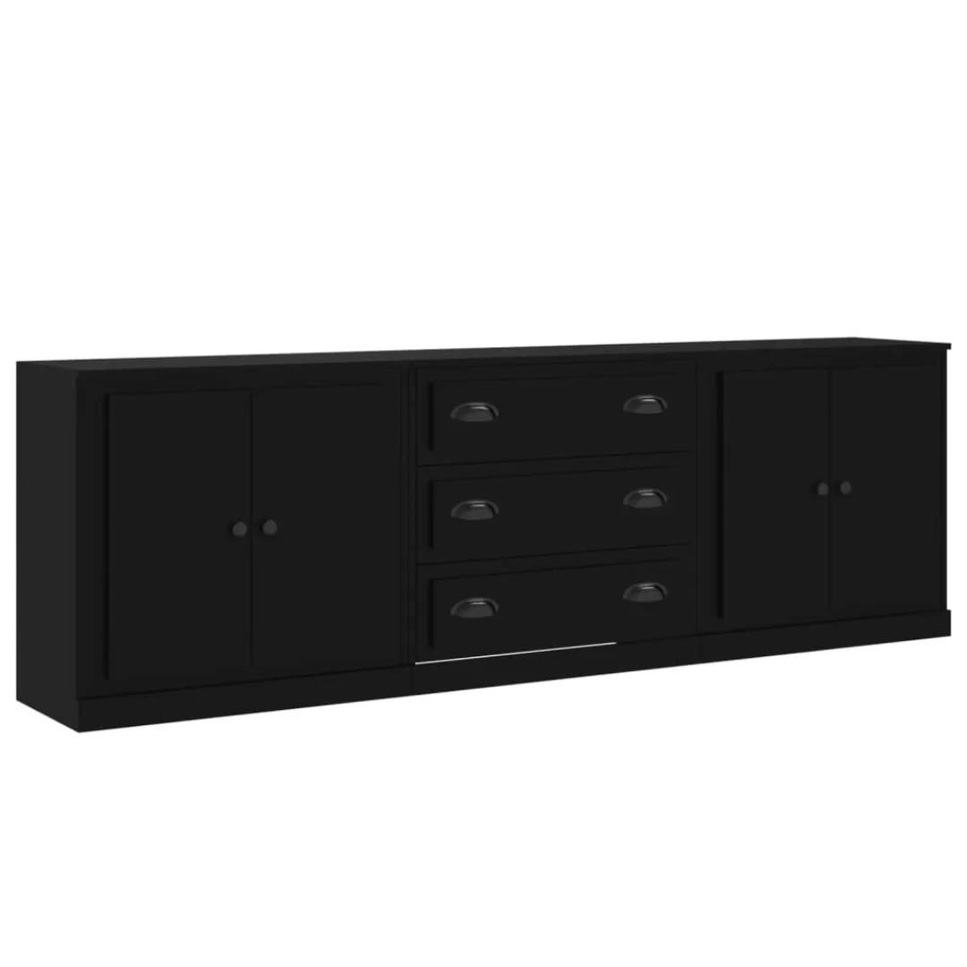 Vidaxl Sideboards 3 Stk. Schwarz Holzwerkstoff günstig online kaufen