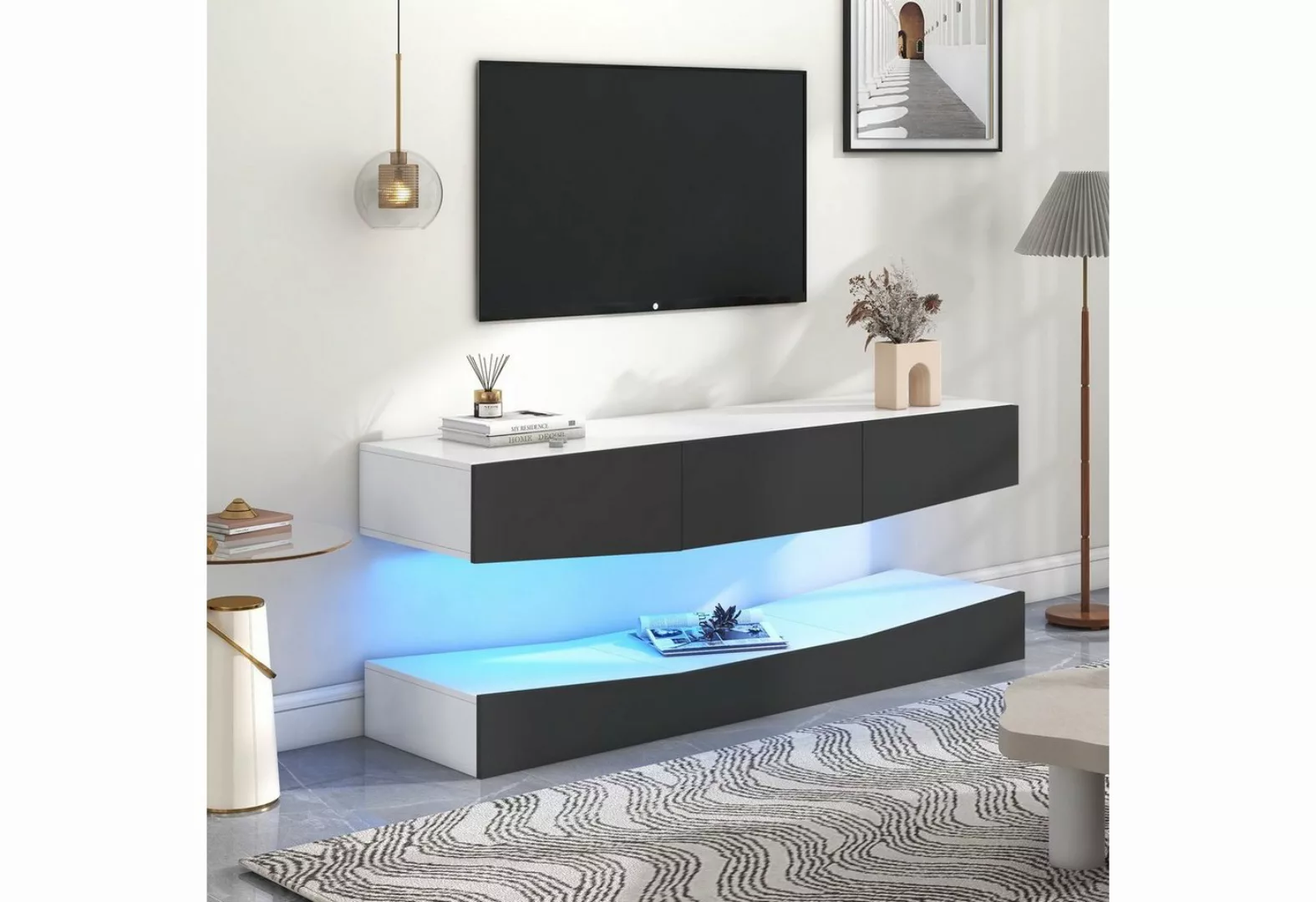 WISHDOR TV-Schrank LED TV Lowboard (Wand befestigter schwimmender TV-Stände günstig online kaufen