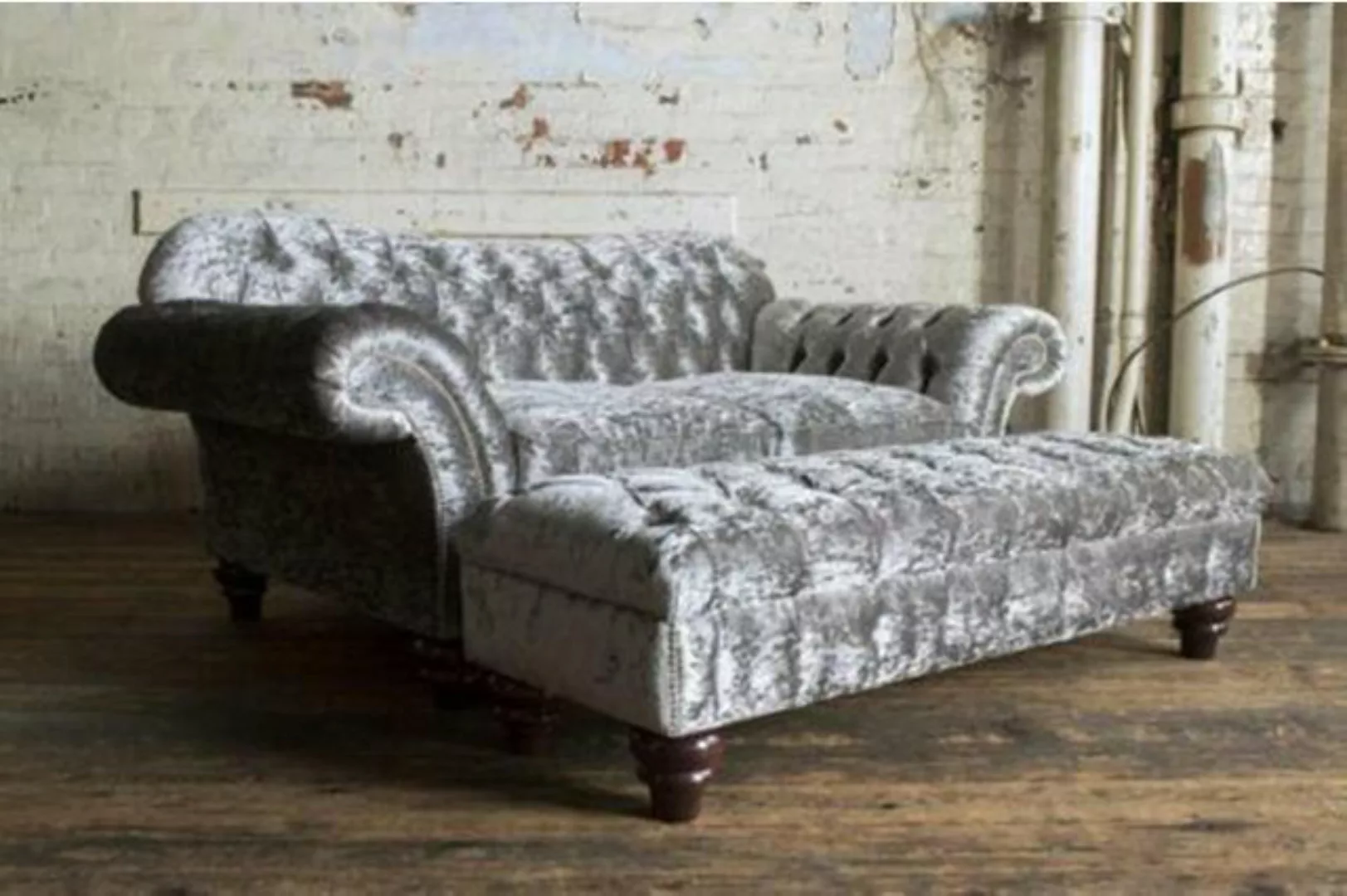 JVmoebel Chesterfield-Sofa, 2 Sitzer + Hocker Chesterfield Sofagarnitur Sof günstig online kaufen