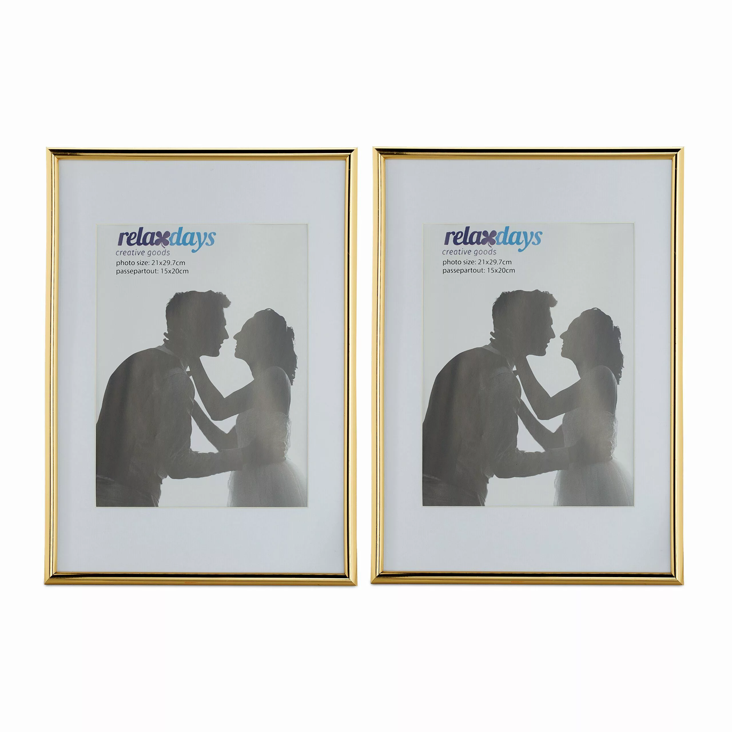 relaxdays Bilderrahmen 2er Set A4, Gold günstig online kaufen