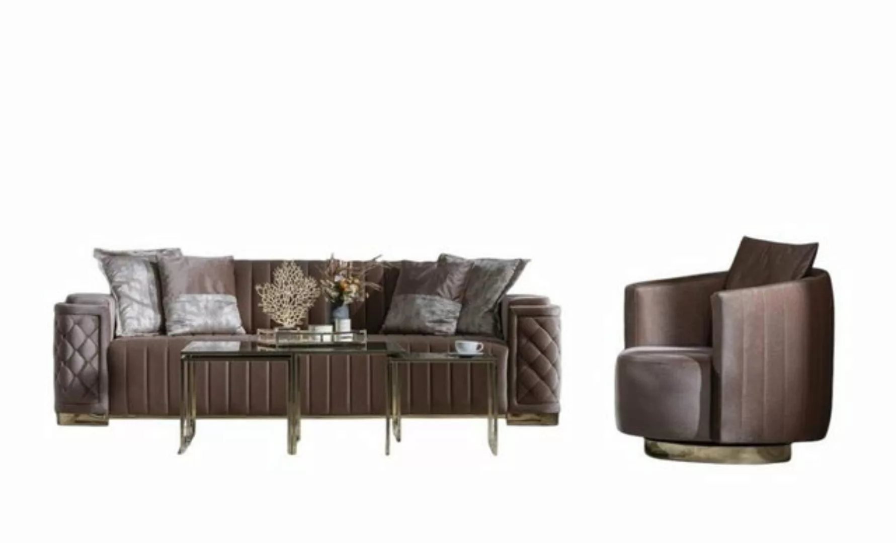 Xlmoebel Chesterfield-Sofa Hochwertiges 3+1 Sofa Set Chesterfield Design, 2 günstig online kaufen