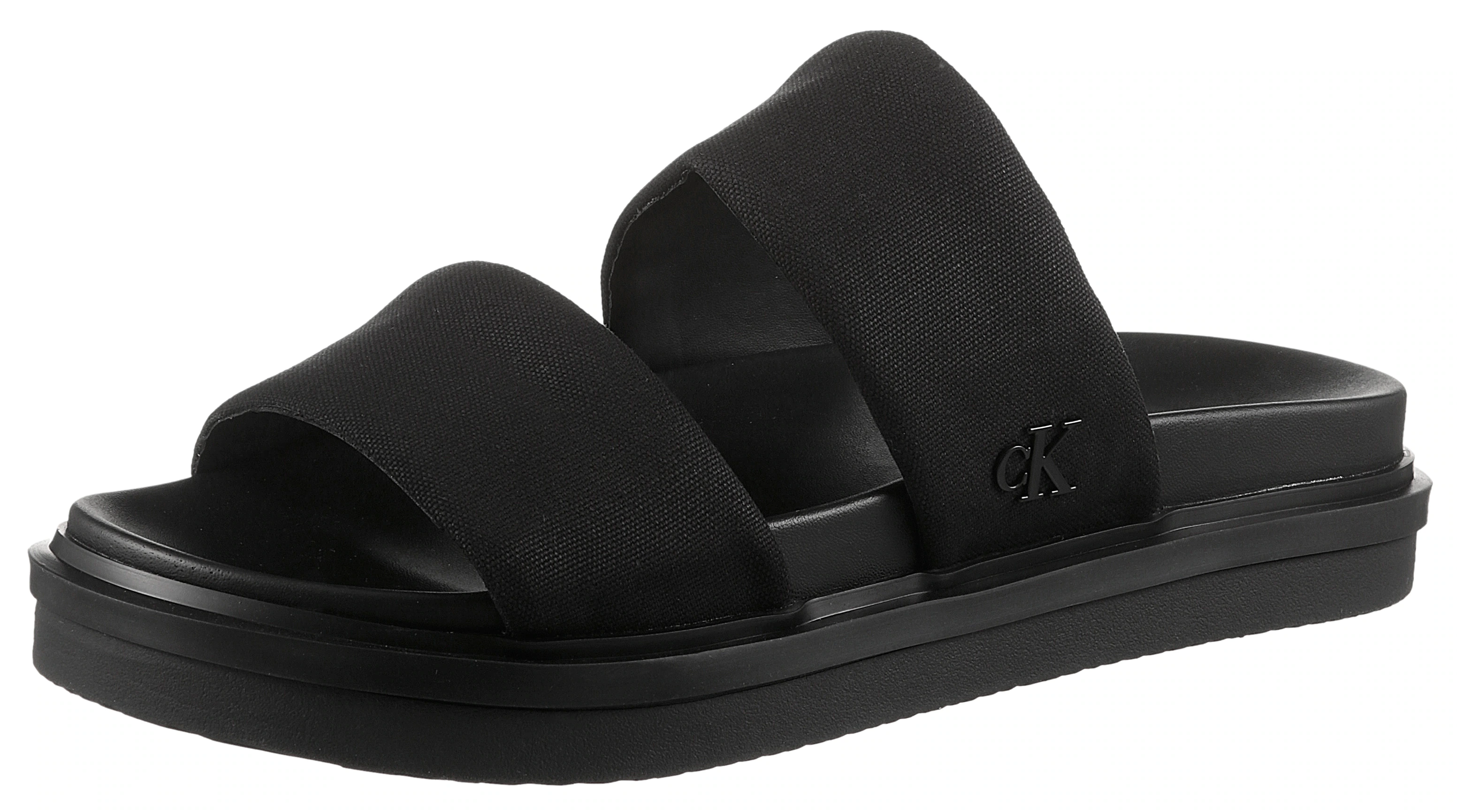 Calvin Klein Jeans Pantolette "FLAT MOLDED DBL BAR SANDAL CV", Schlappen, S günstig online kaufen