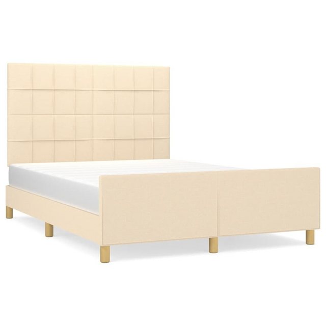 vidaXL Bettgestell Bettrahmen mit Kopfteil Creme 140x200 cm Stoff Bett Bett günstig online kaufen