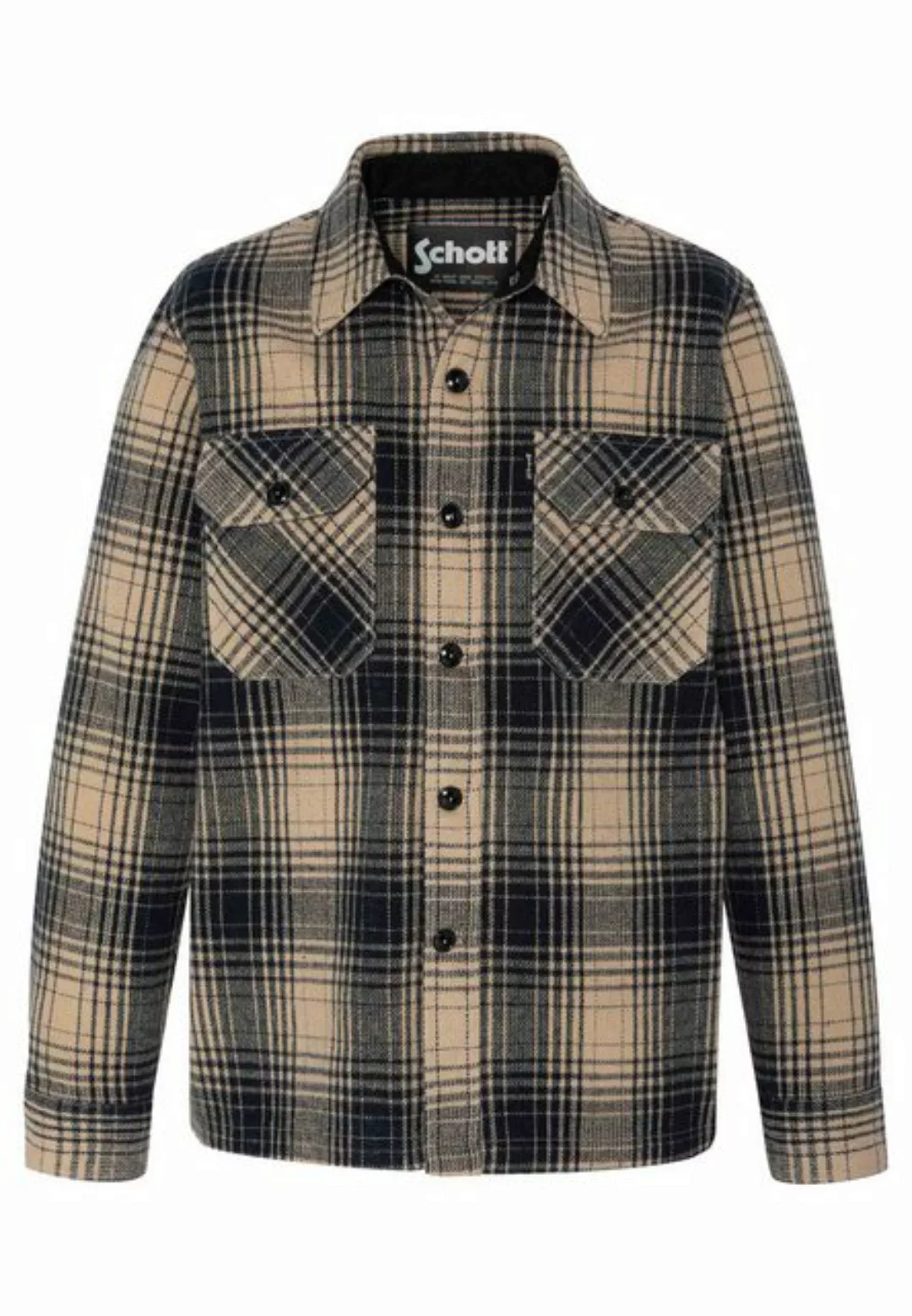 Schott NYC Langarmhemd Jacke CARL 4 Button down Work plaid overshirt (1-tlg günstig online kaufen