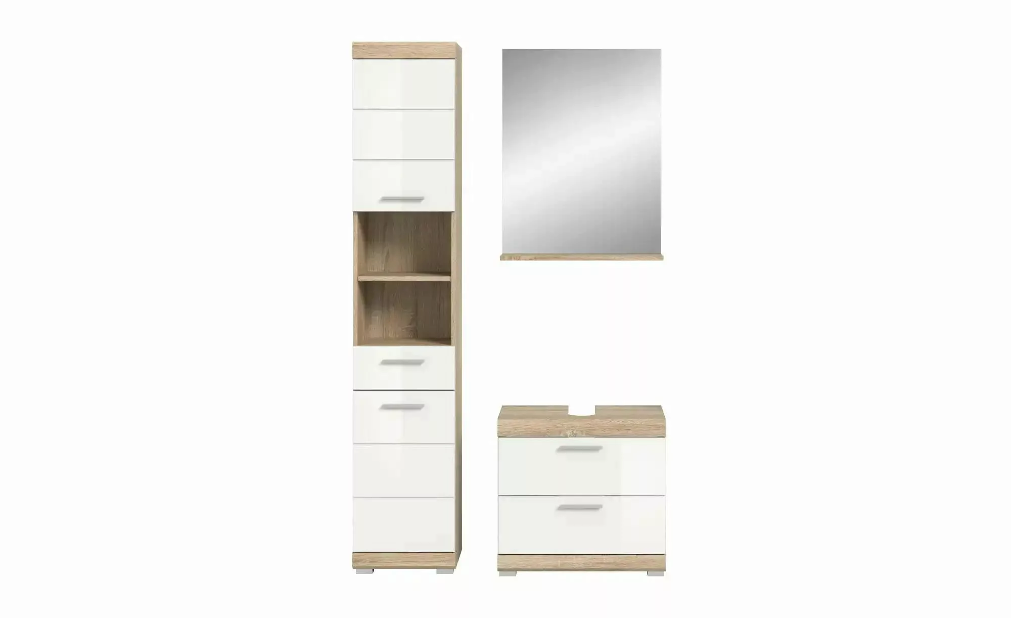 Badmöbel-Set SCHLOONSEE  3 teilig  bestehend aus: Hochschrank  Waschbeckenu günstig online kaufen