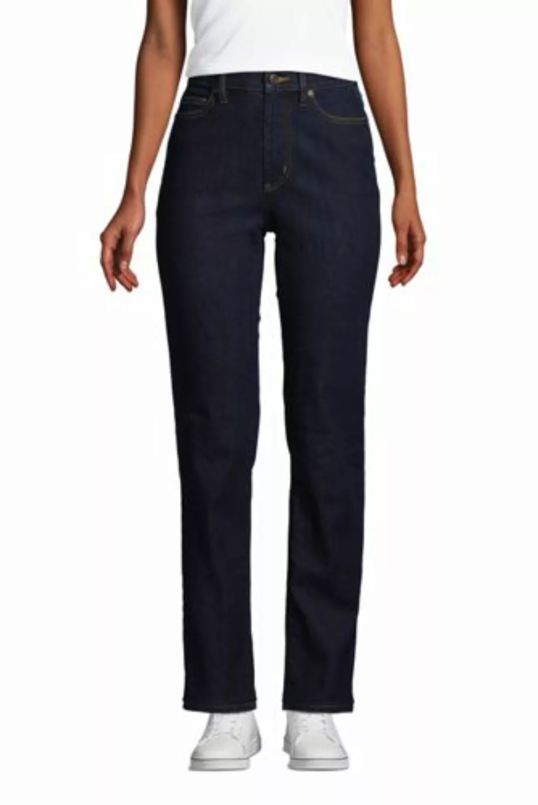 Straight Fit Öko Jeans High Waist, Damen, Größe: 42 34 Normal, Blau, Elasth günstig online kaufen