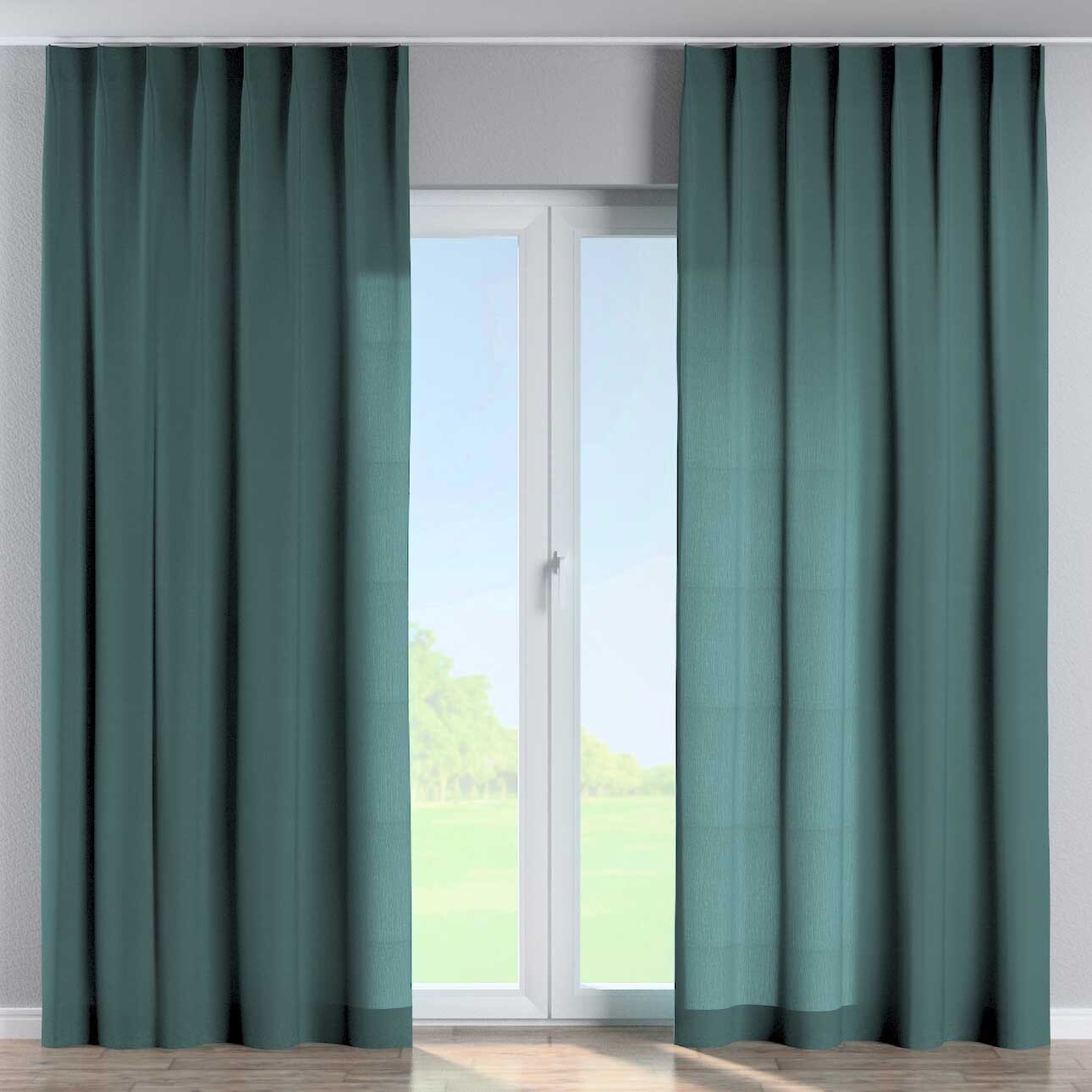Vorhang mit flämischen 1-er Falten, grün, Leinen (159-09) günstig online kaufen