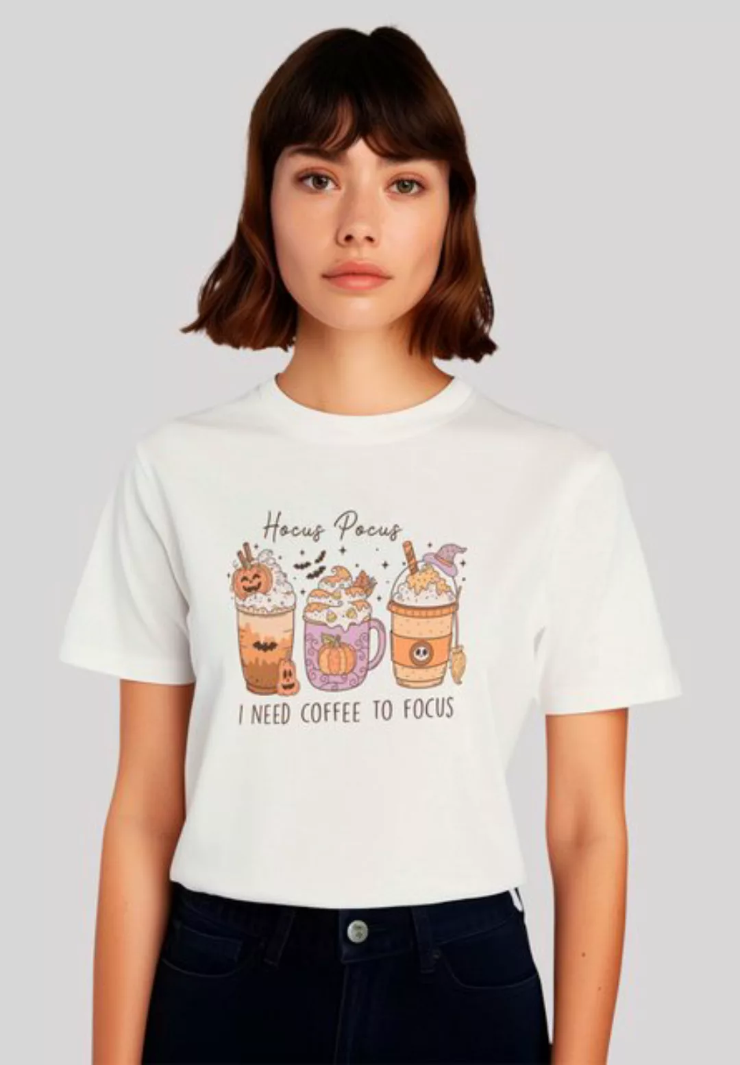 F4NT4STIC T-Shirt "Retro Halloween Hocus Pocus I Need Coffee To Focus", Pre günstig online kaufen