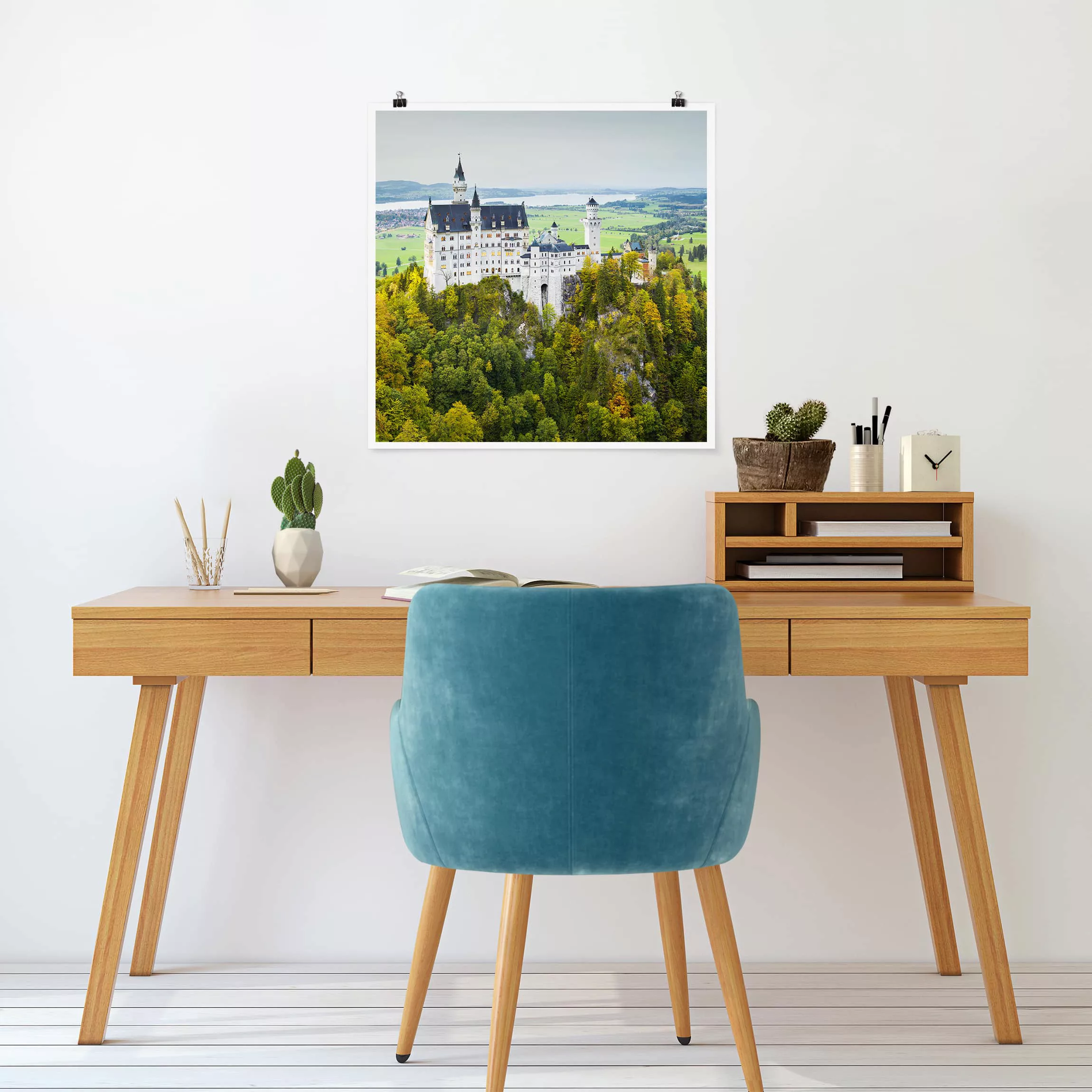 Poster Architektur & Skyline - Quadrat Schloss Neuschwanstein Panorama günstig online kaufen