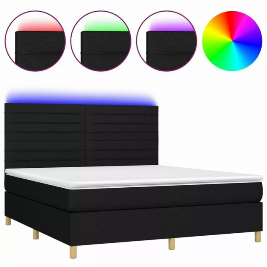 vidaXL Boxspringbett (160 x 200 cm, Streifen Horizontal, Schwarz), mit LED günstig online kaufen