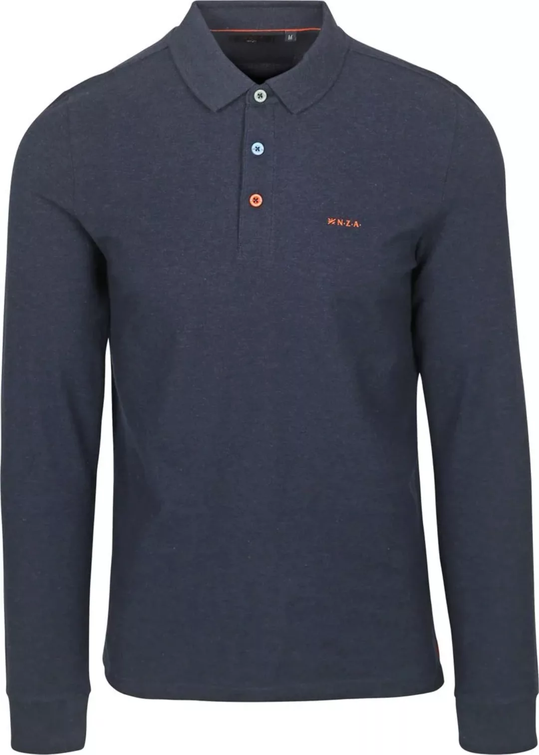 NZA Longsleeve Polo Isaac Piqué Navy - Größe L günstig online kaufen