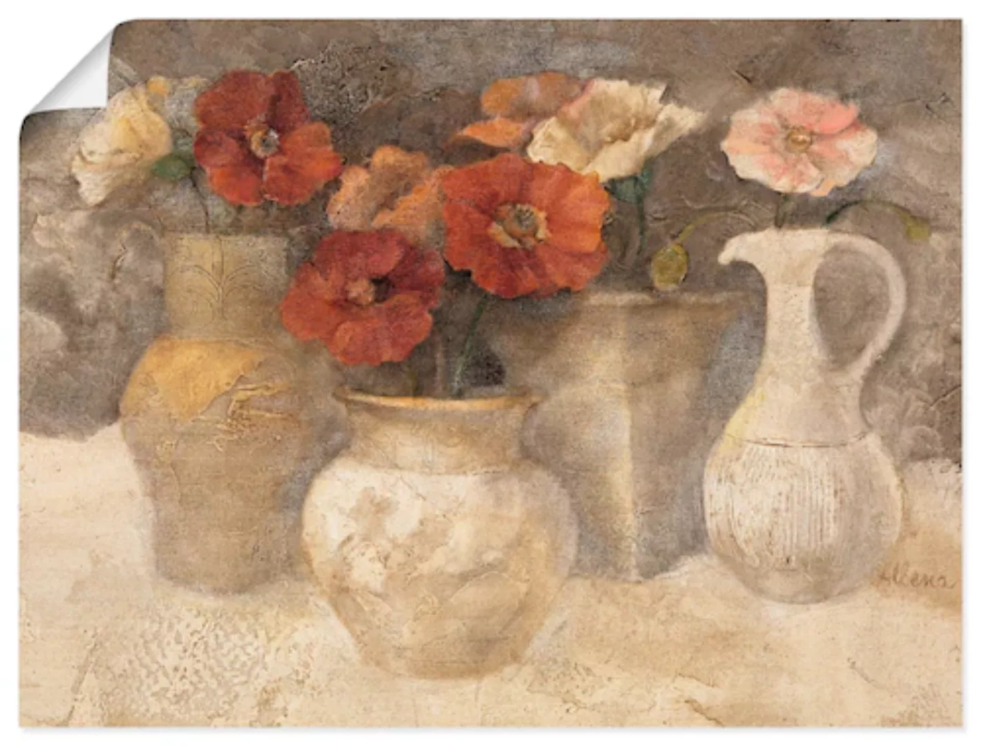 Artland Wandbild "Weißer Mohn", Vasen & Töpfe, (1 St.), als Leinwandbild, P günstig online kaufen