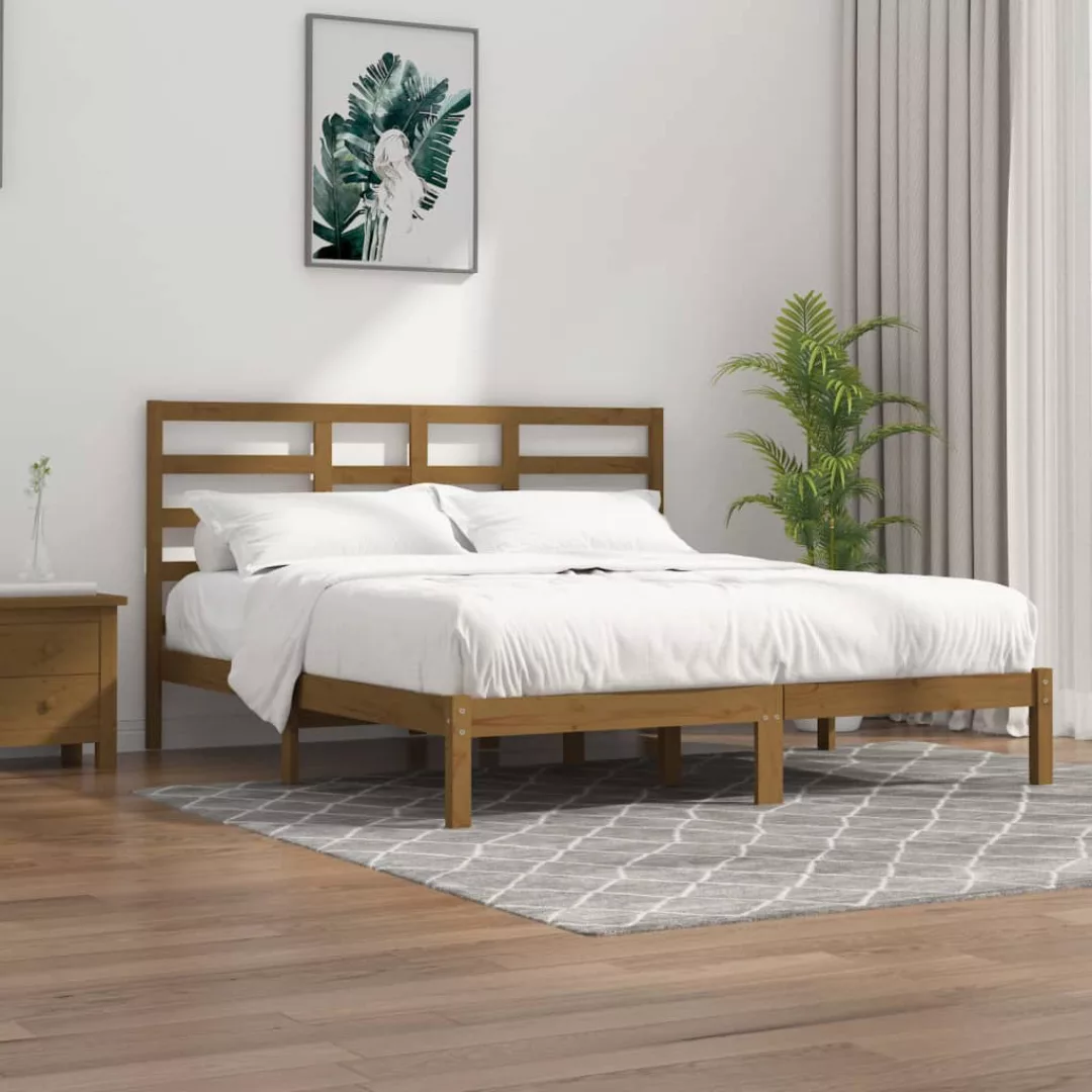 vidaXL Bettgestell Massivholzbett Honigbraun 200x200 cm Bett Holz Bettgeste günstig online kaufen