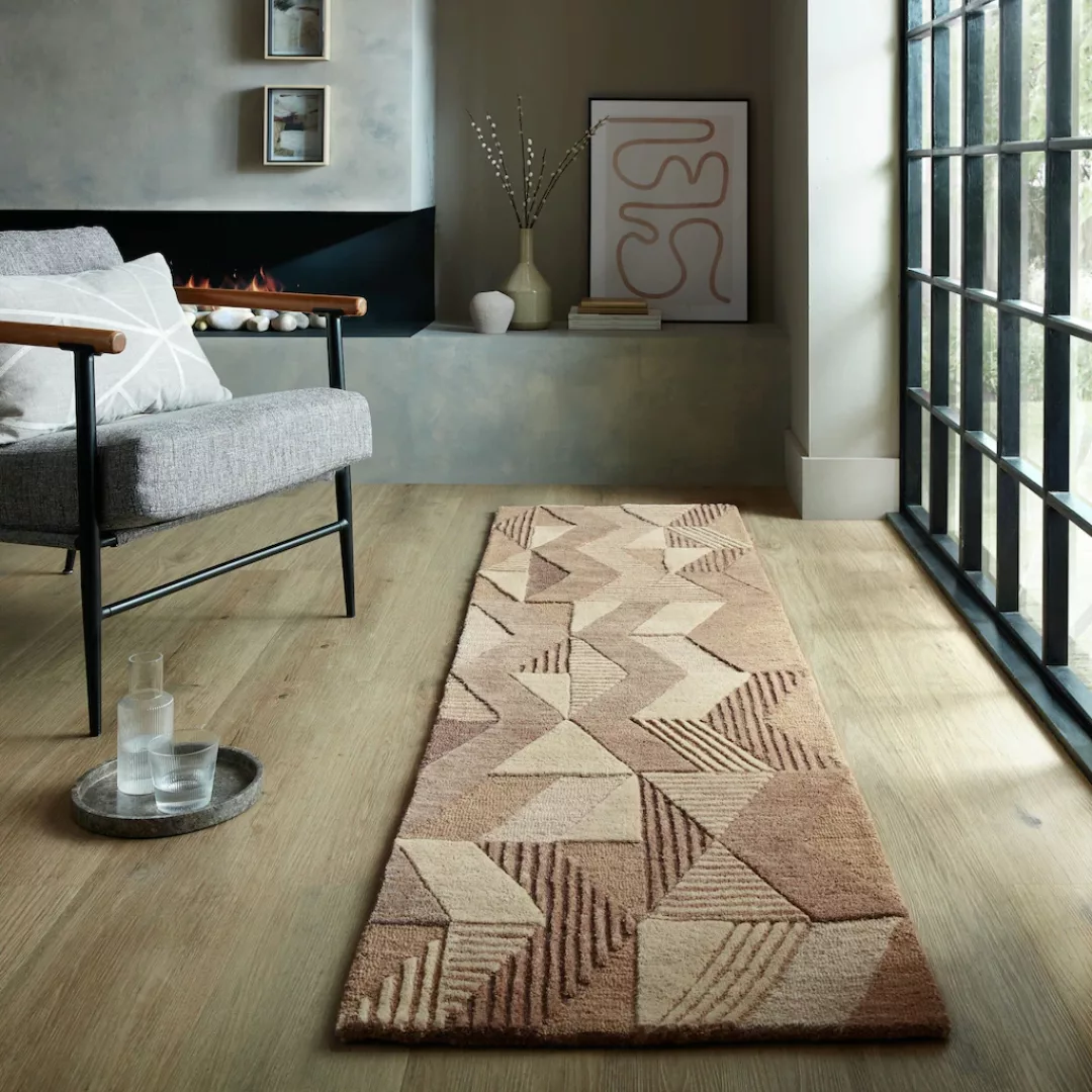 FLAIR RUGS Wollteppich »Asher«, rechteckig, 10 mm Höhe, Geometrischer moder günstig online kaufen