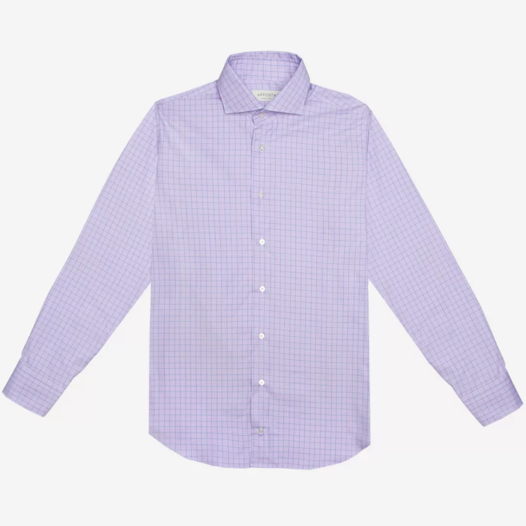 Hemd  gewebe prince of wales  violett baumwolle twill doppelt gezwirnt giza günstig online kaufen