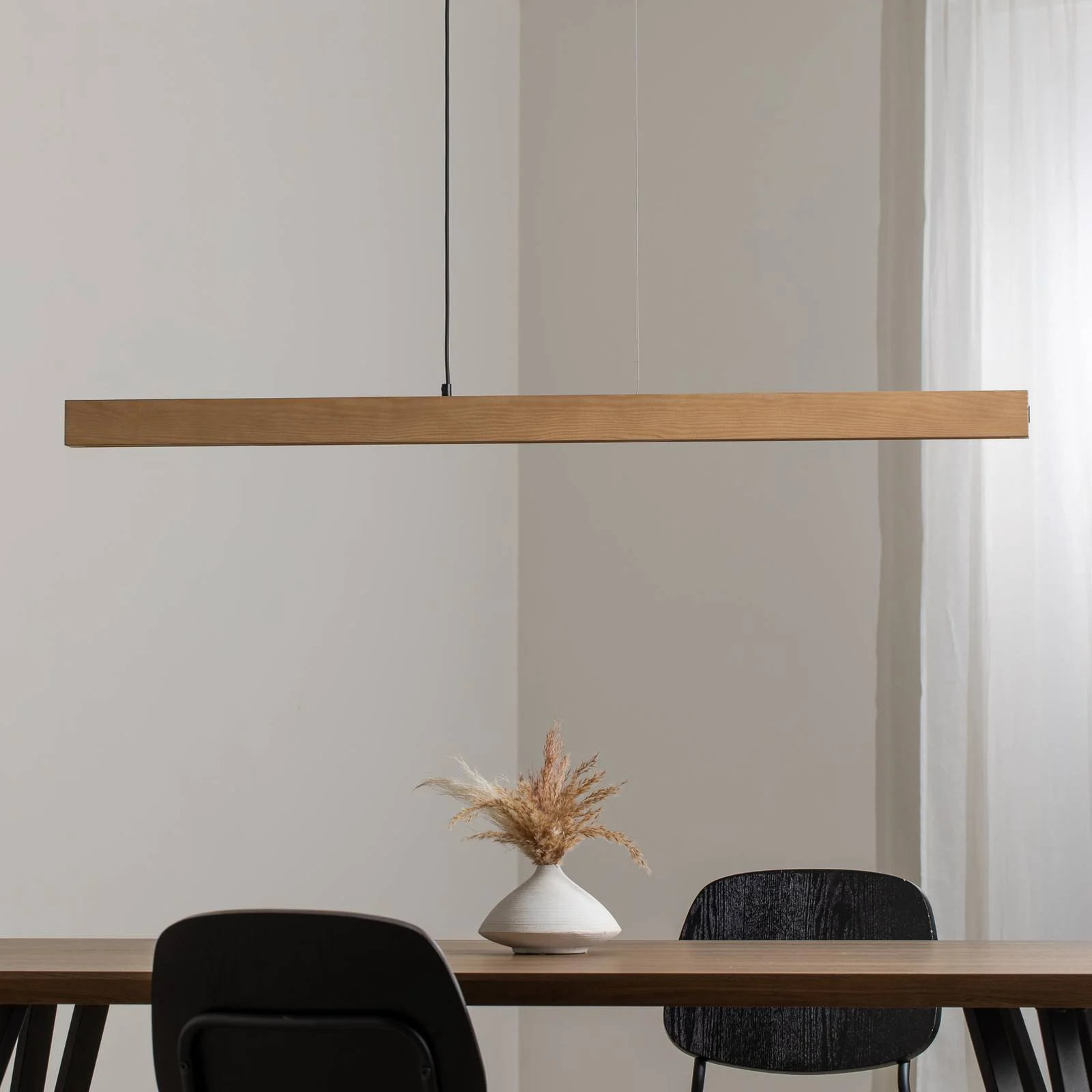 LED-Holzhängeleuchte Teo, kiefer, 126 cm, Touchdimmer günstig online kaufen