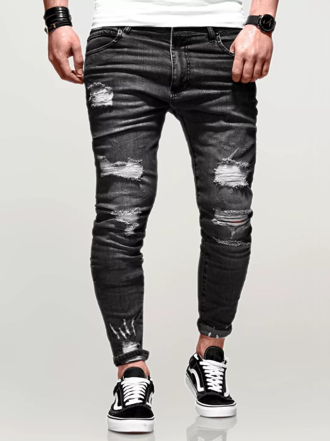 behype Slim-fit-Jeans "Dino", mit tollen Used-Elementen günstig online kaufen