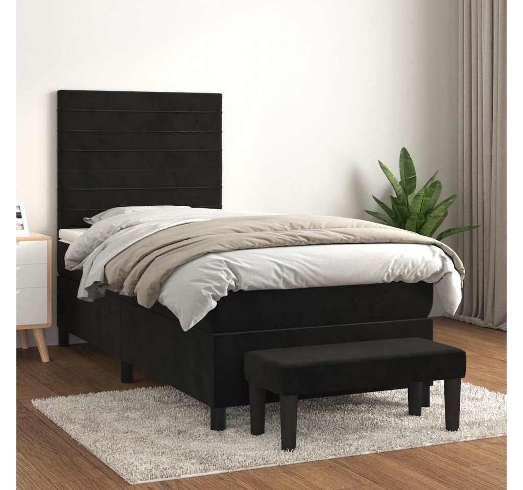 vidaXL Boxspringbett, Boxspringbett mit Matratze Schwarz 90x200 cm Samt günstig online kaufen