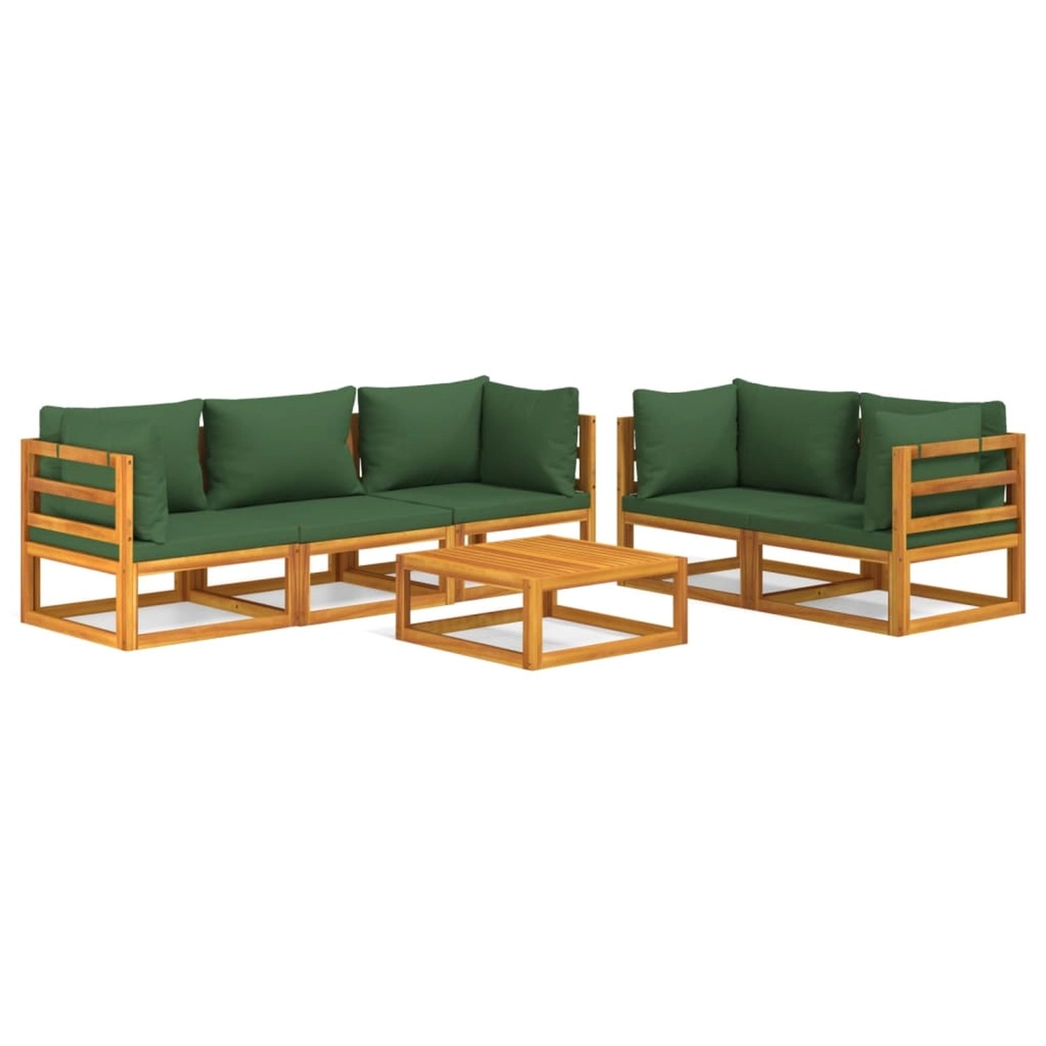 Vidaxl 6-tlg. Garten-lounge-set Mit Grünen Kissen Massivholz günstig online kaufen