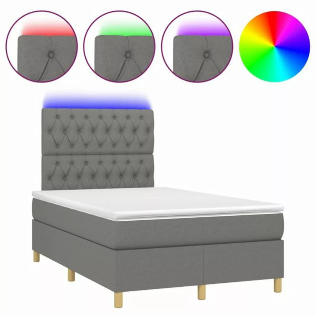 vidaXL Boxspringbett Boxspringbett mit Matratze LED Dunkelgrau 120x200 cm S günstig online kaufen