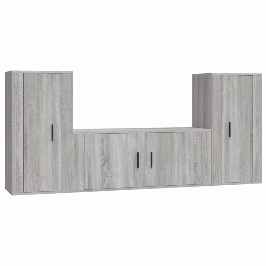 Vidaxl 3-tlg. Tv-schrank-set Grau Sonoma Holzwerkstoff günstig online kaufen