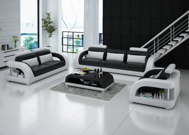 JVmoebel Sofa Ledersofa Couch Wohnlandschaft 3+2+1 Sitzer Garnitur Sofagarn günstig online kaufen