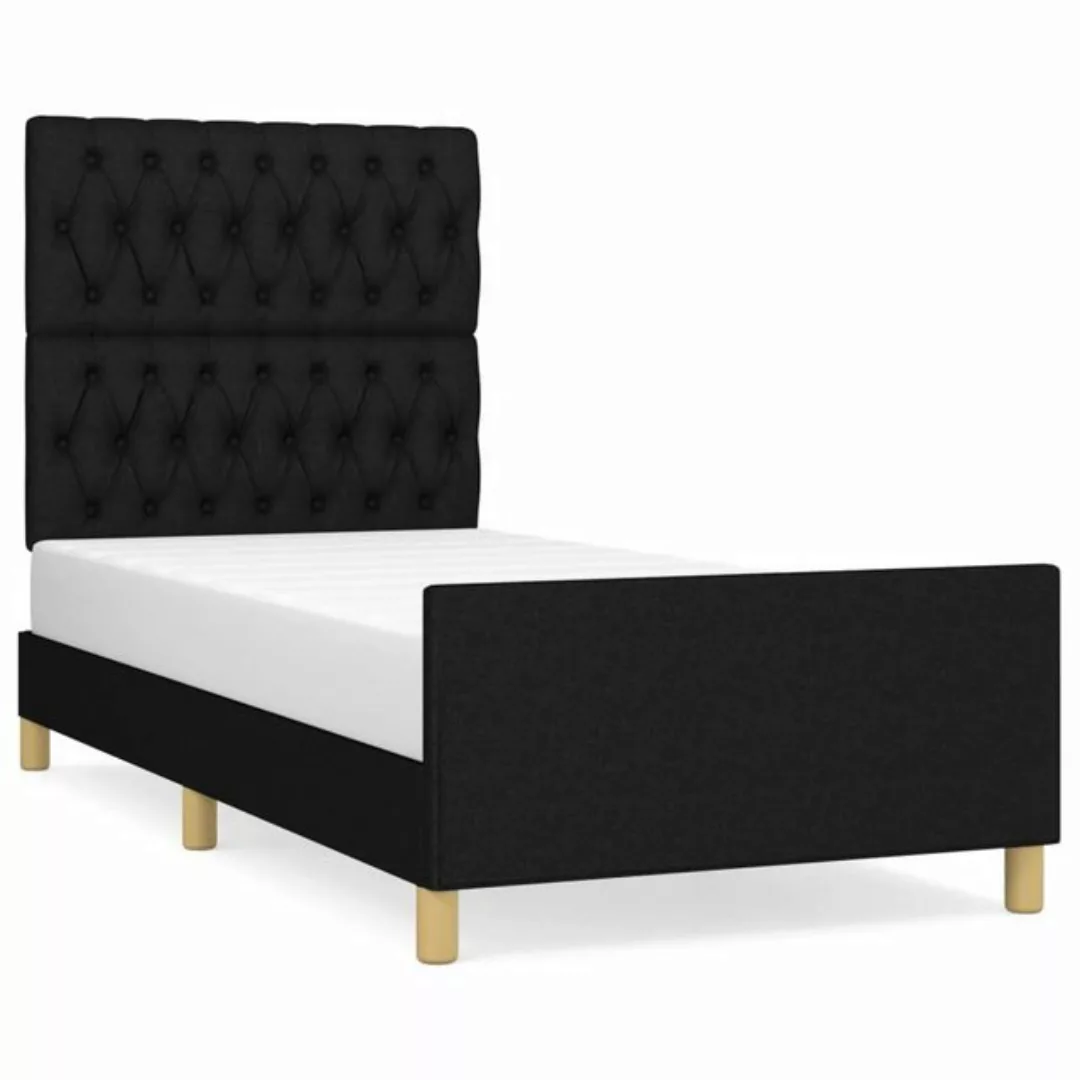 furnicato Bett Bettgestell mit Kopfteil Schwarz 90x190 cm Stoff günstig online kaufen