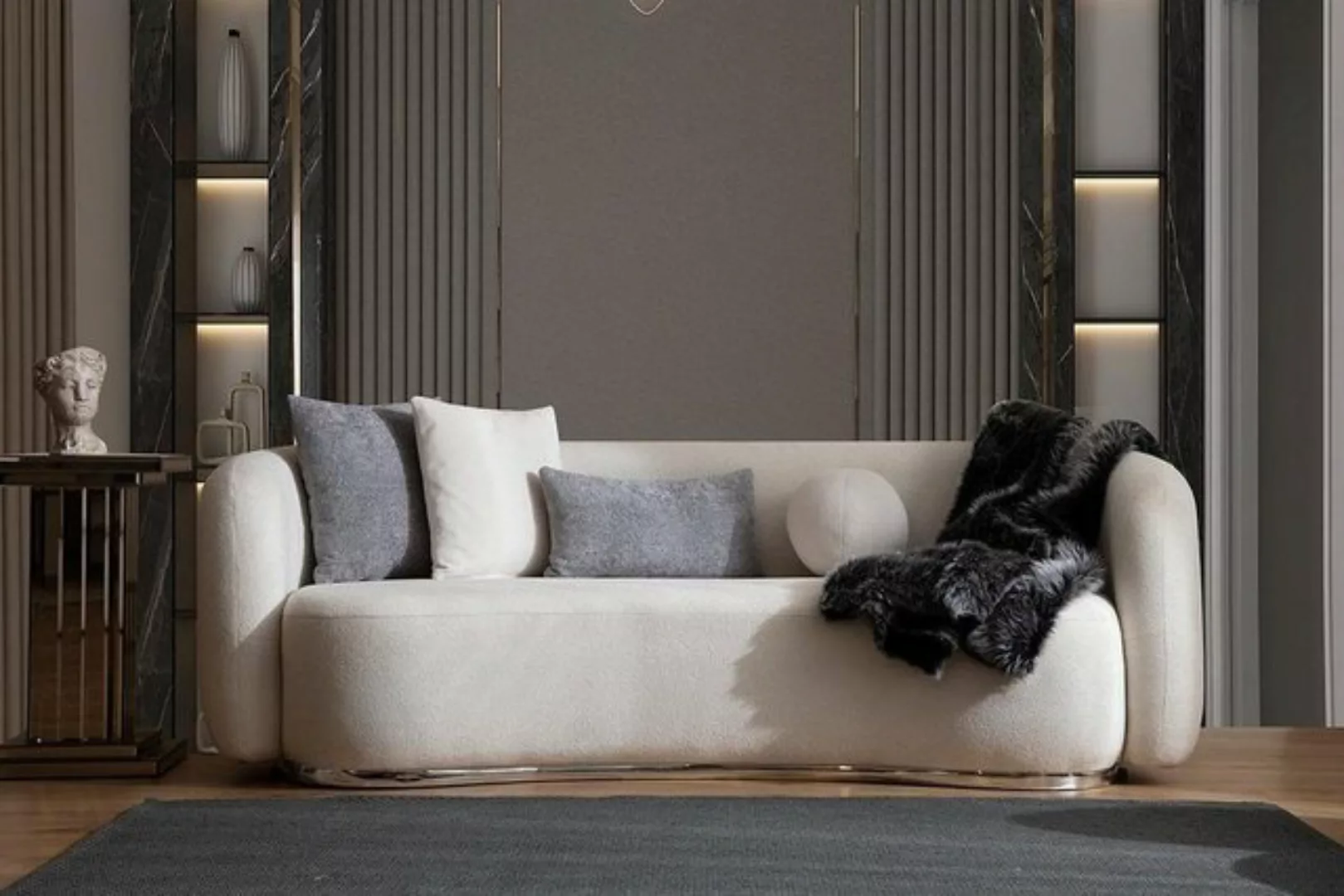 JVmoebel 3-Sitzer Wohnzimmer Sofa 3 Sitzer Designer Couch Polster Sofas Tex günstig online kaufen