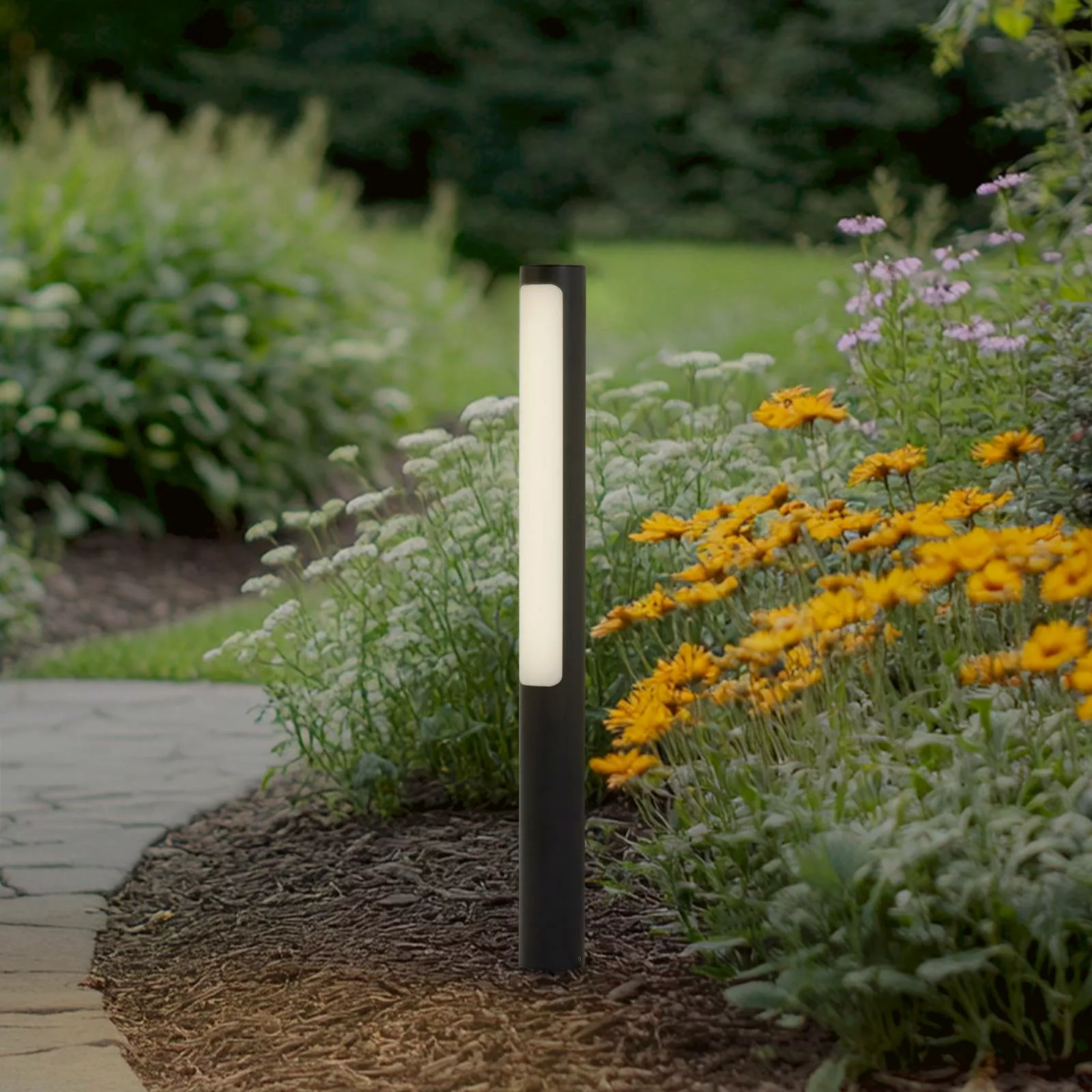 Lucande LED-Wegeleuchte Tuberia, anthrazit, Metall, 80 cm günstig online kaufen