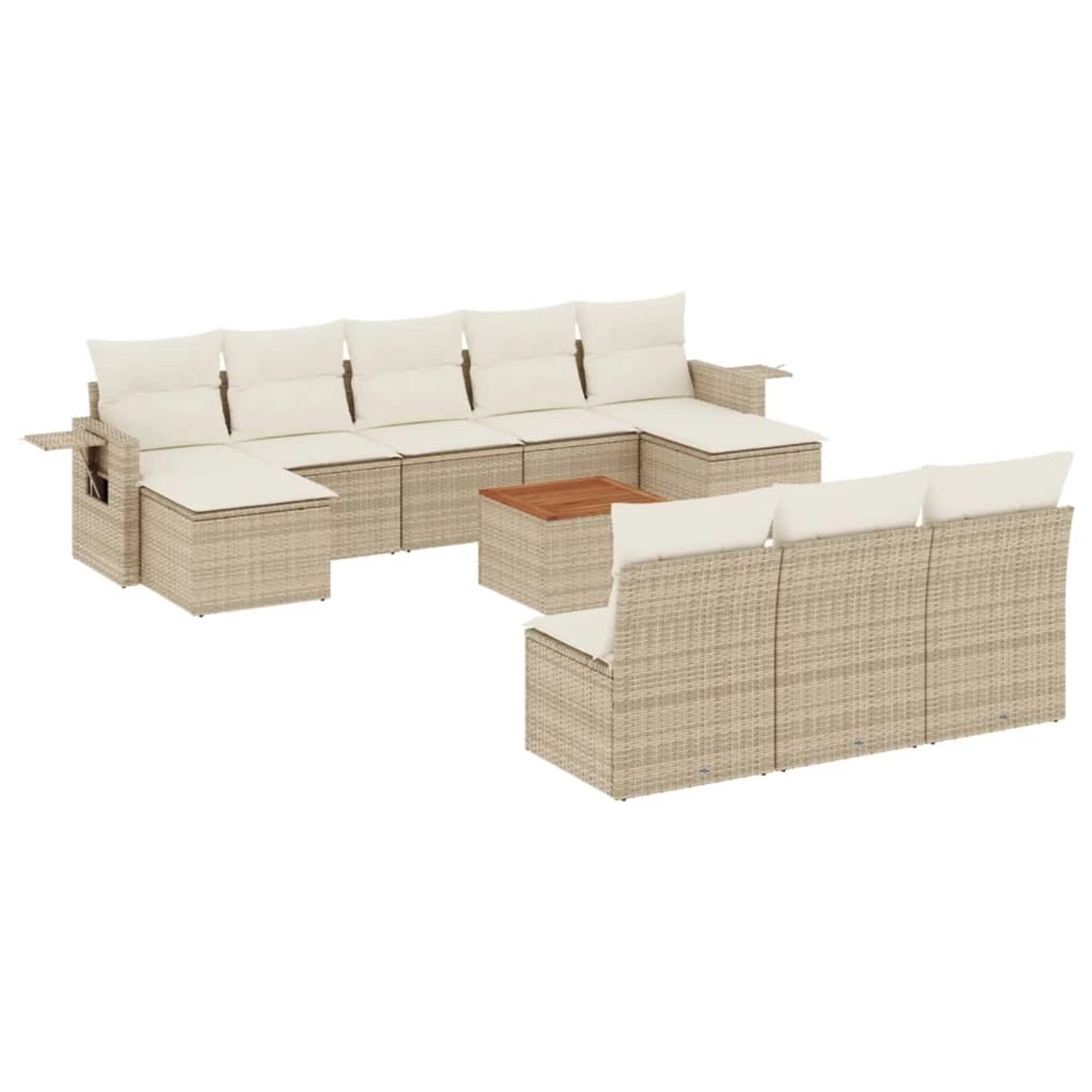 vidaXL 11-Tlg Garten-Sofagarnitur mit Kissen Beige Poly Rattan 3257101 günstig online kaufen