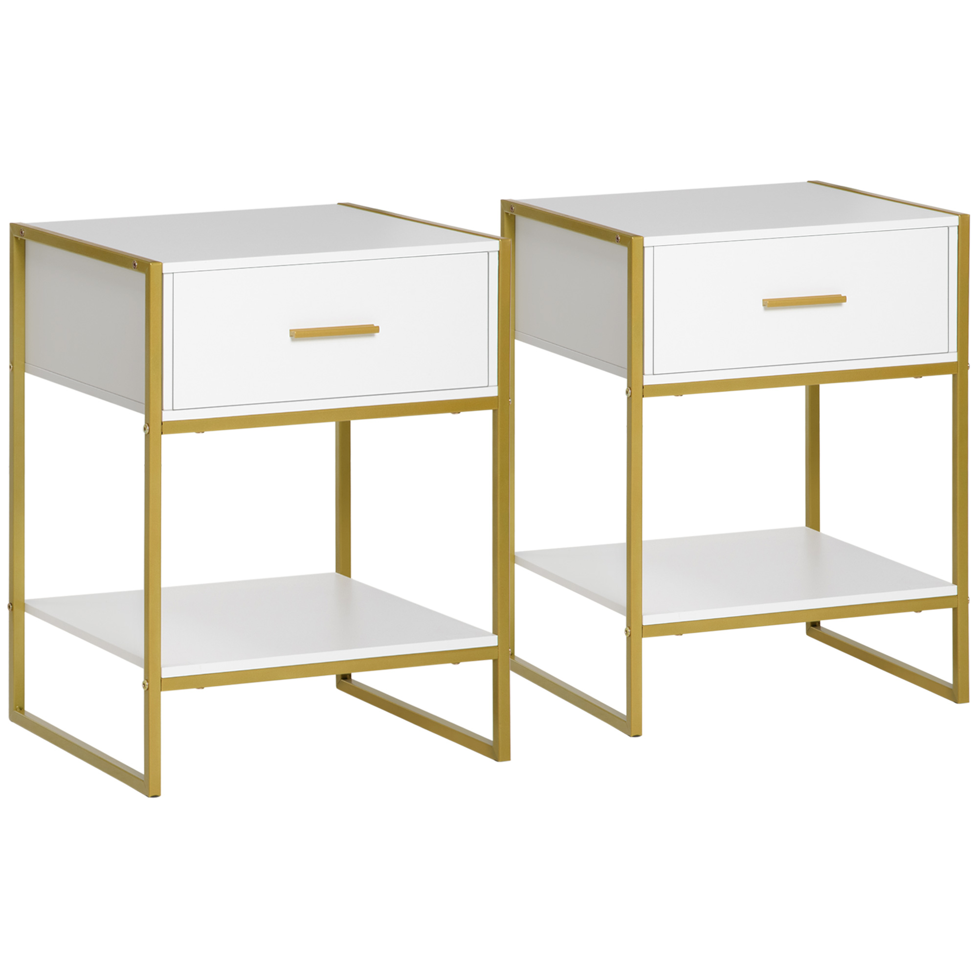 HOMCOM Nachttisch, 2er Set, Nachtschrank mit Schublade und offenem Regal, N günstig online kaufen