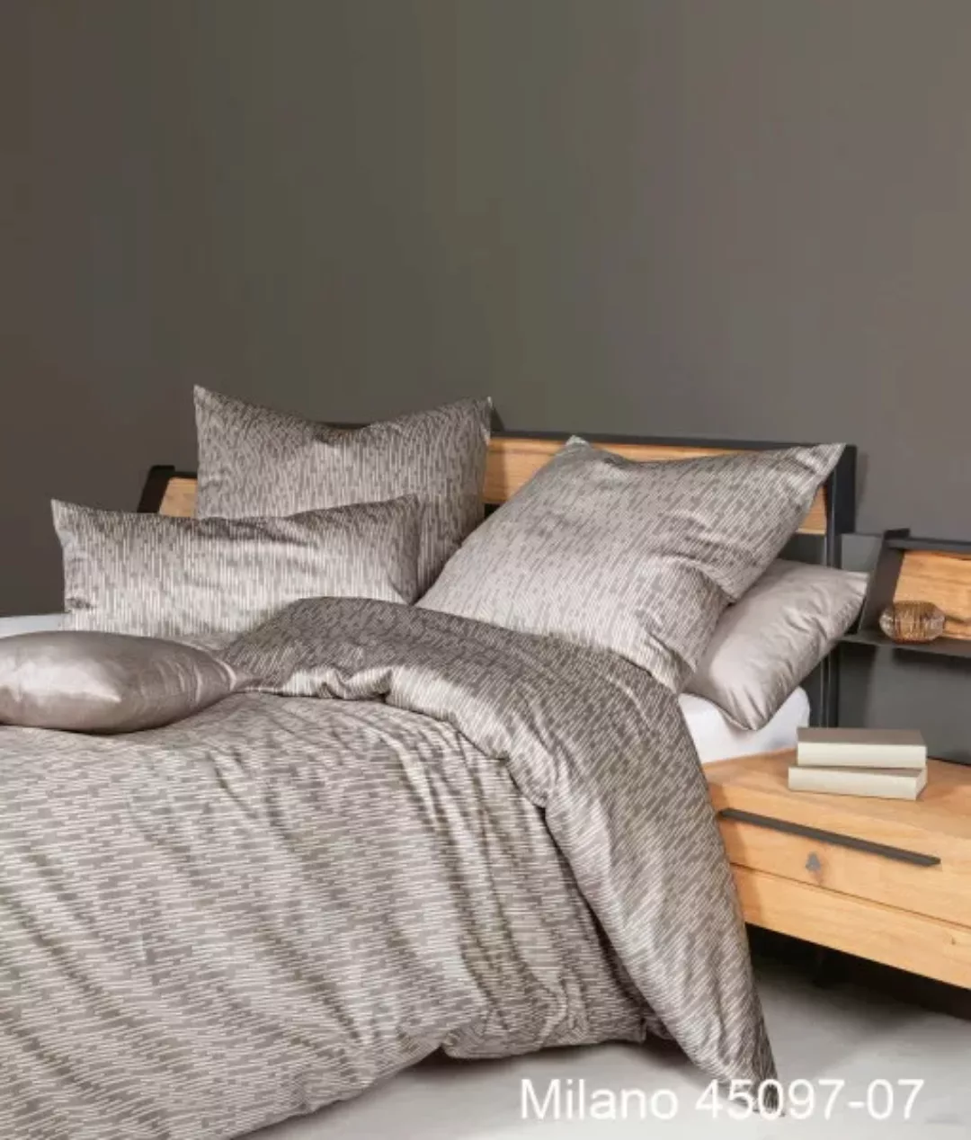 Janine Mako-Satin Bettwäsche MILANO 45097 taupe Größe:  155x220 cm + 80x80 günstig online kaufen