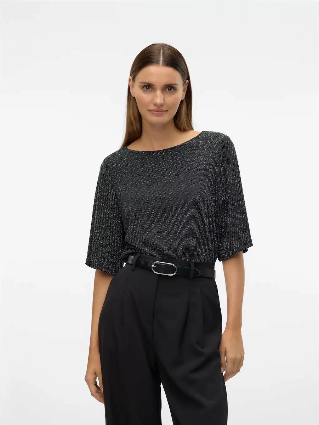 Vero Moda Rundhalsshirt "VMKANVA 2/4 GLITTER TOP JRS", mit Glitzereffekt günstig online kaufen