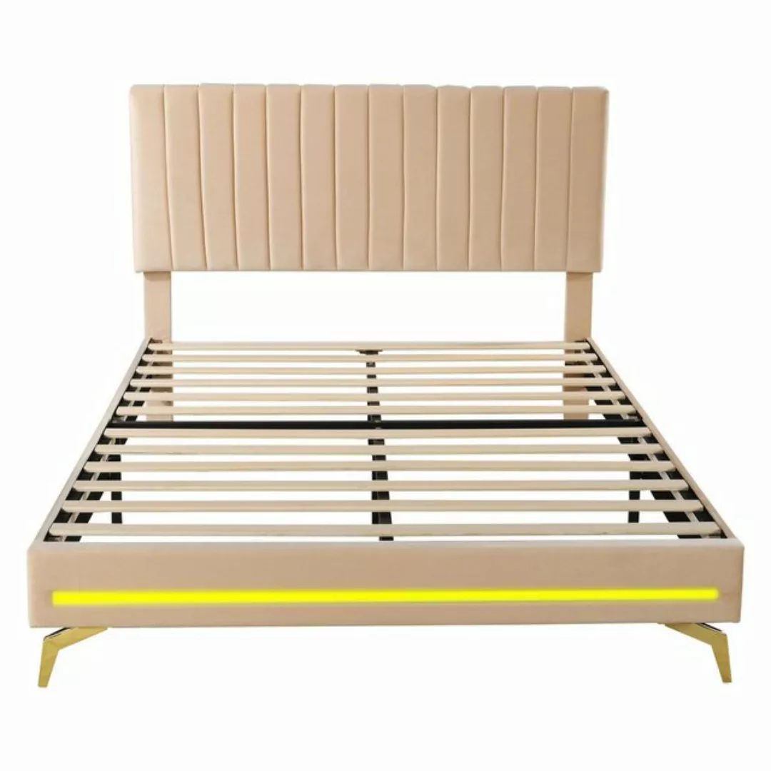 Ulife Polsterbett Doppelbett 140 x 200 cm mit LED-Leuchten, verstellbarem K günstig online kaufen