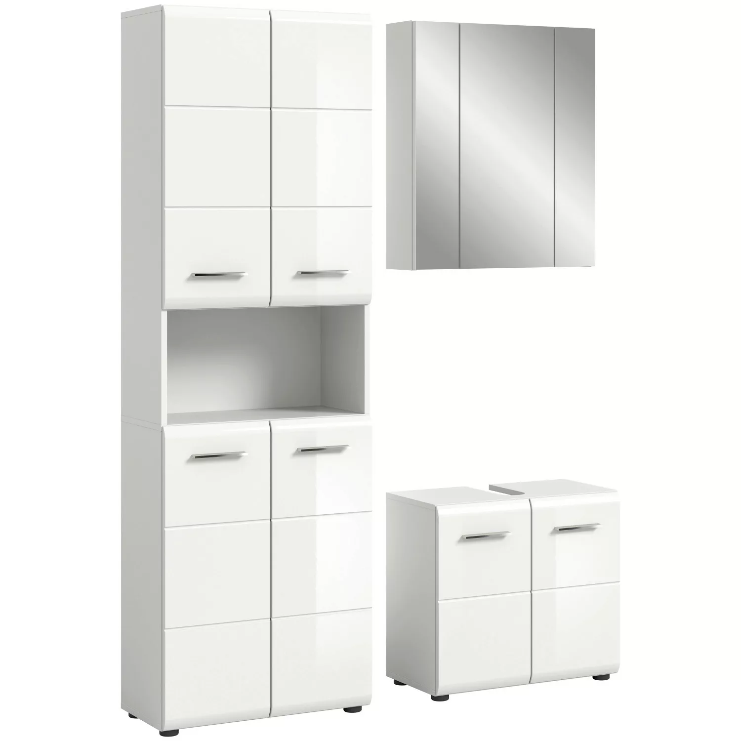 Badkombination m. Spiegelschrank Ice 135 cm x 190 cm x 32 cm Weiß-Weiß 3-tl günstig online kaufen
