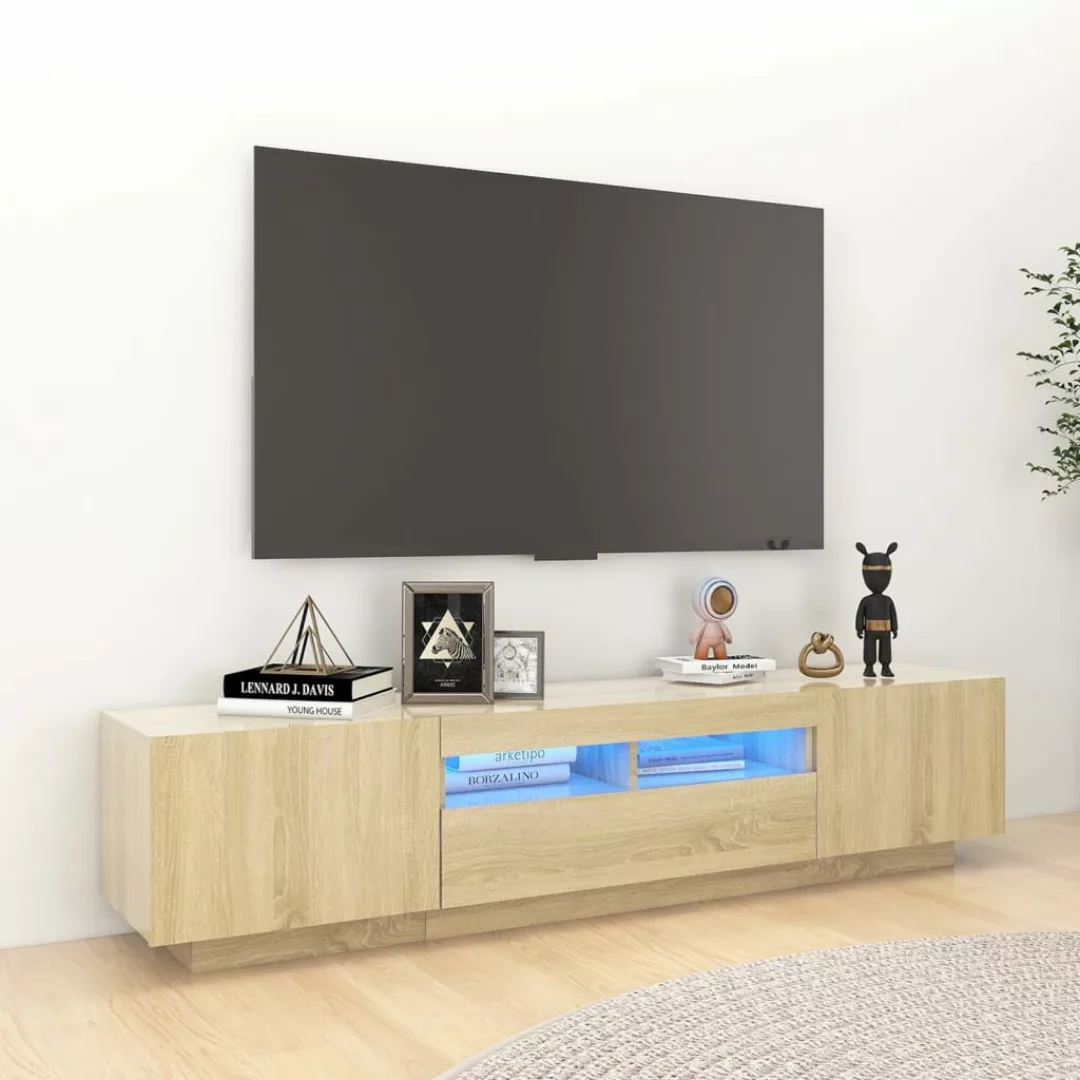 vidaXL TV-Schrank TV-Schrank mit LED-Leuchten Sonoma-Eiche 180x35x40 cm Low günstig online kaufen