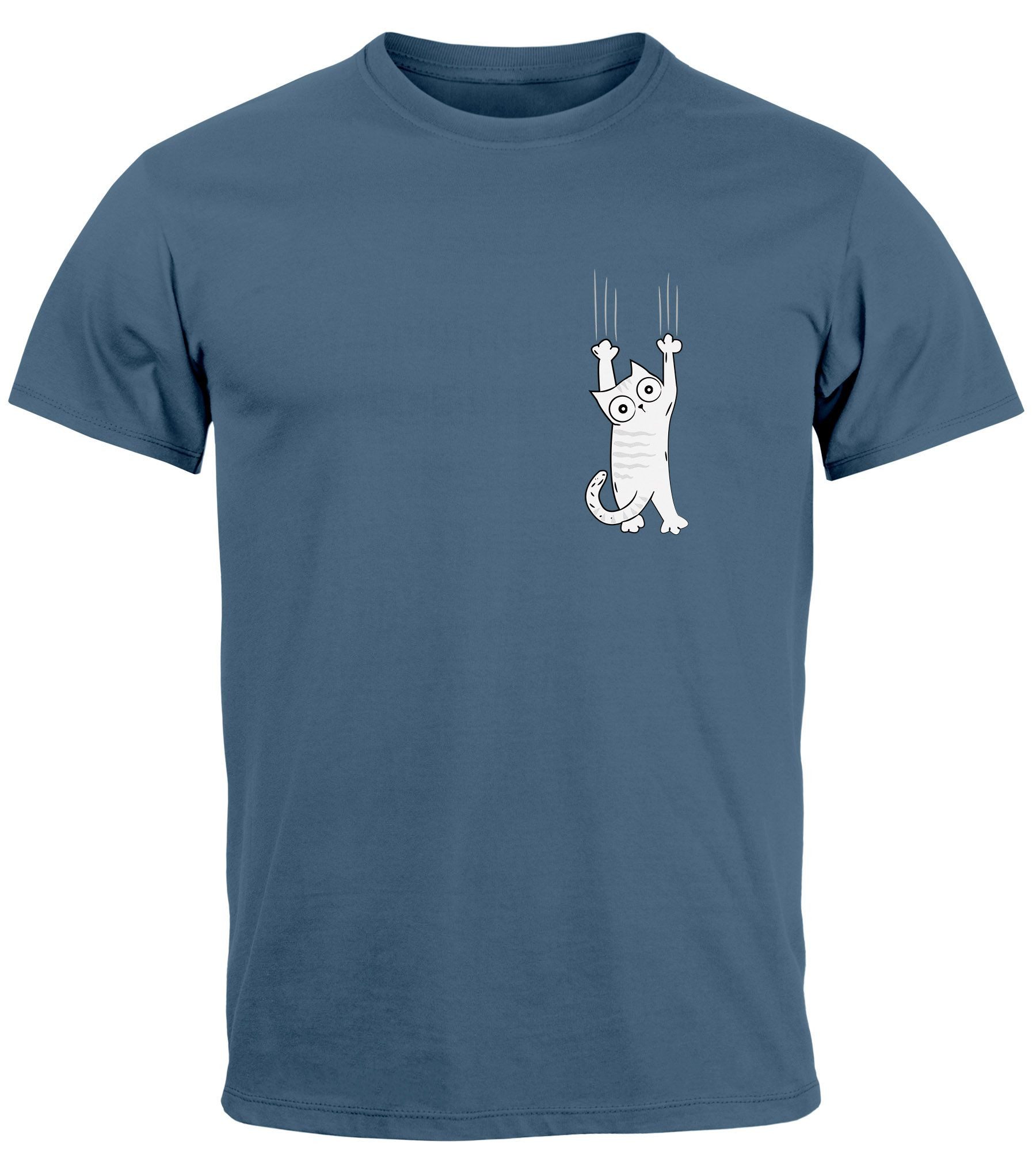 Neverless Print-Shirt Herren T-Shirt Aufdruck Katze günstig online kaufen