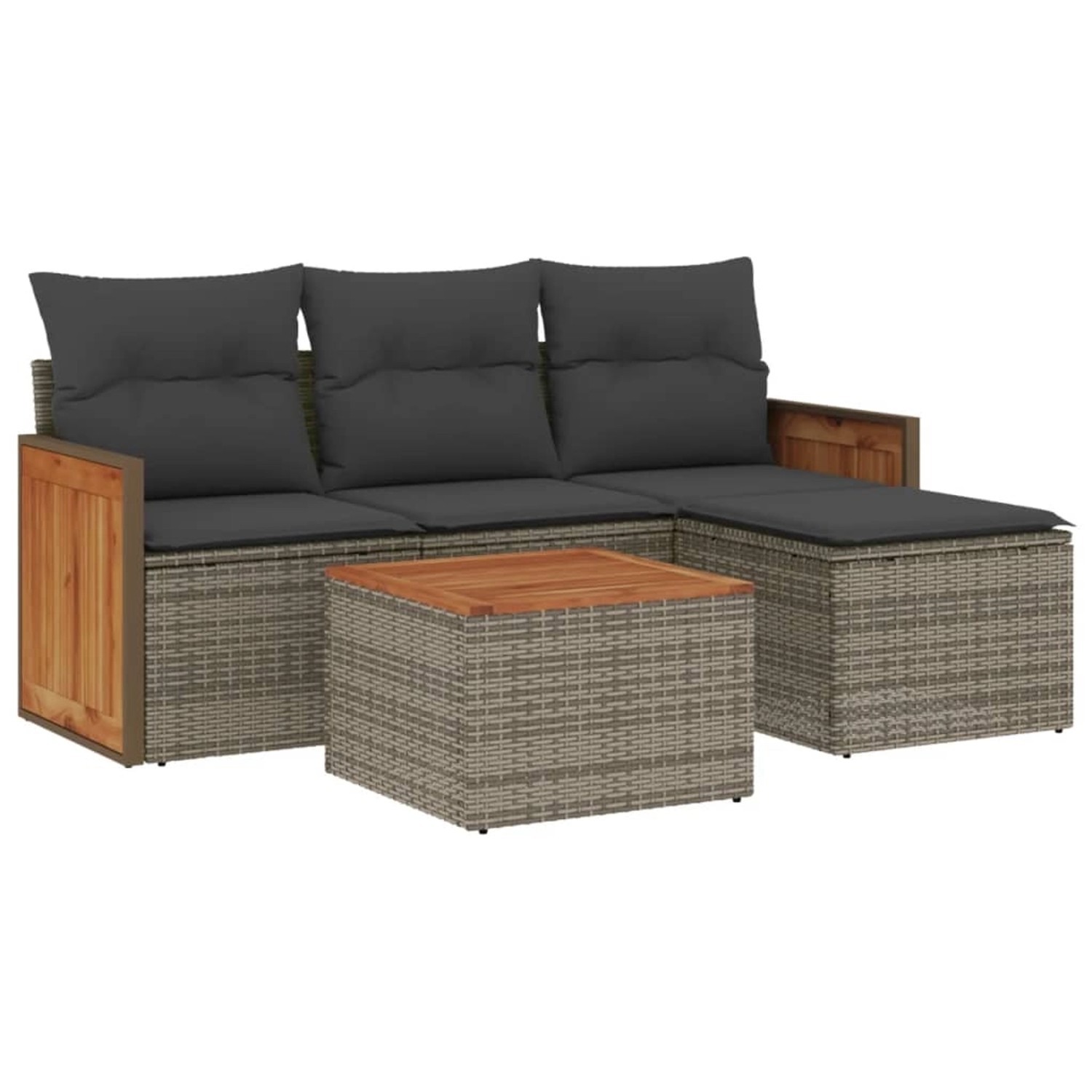 vidaXL 5-tlg Garten-Sofagarnitur mit Kissen Grau Poly Rattan Modell 49 günstig online kaufen