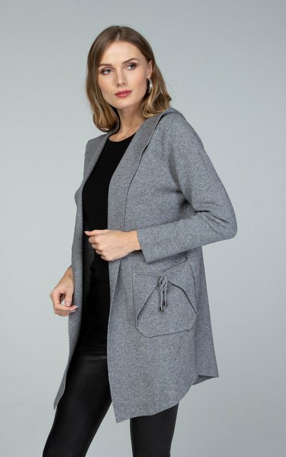 Passioni Kapuzenstrickjacke Cardigan mit Kapuze und Schnürdetails günstig online kaufen