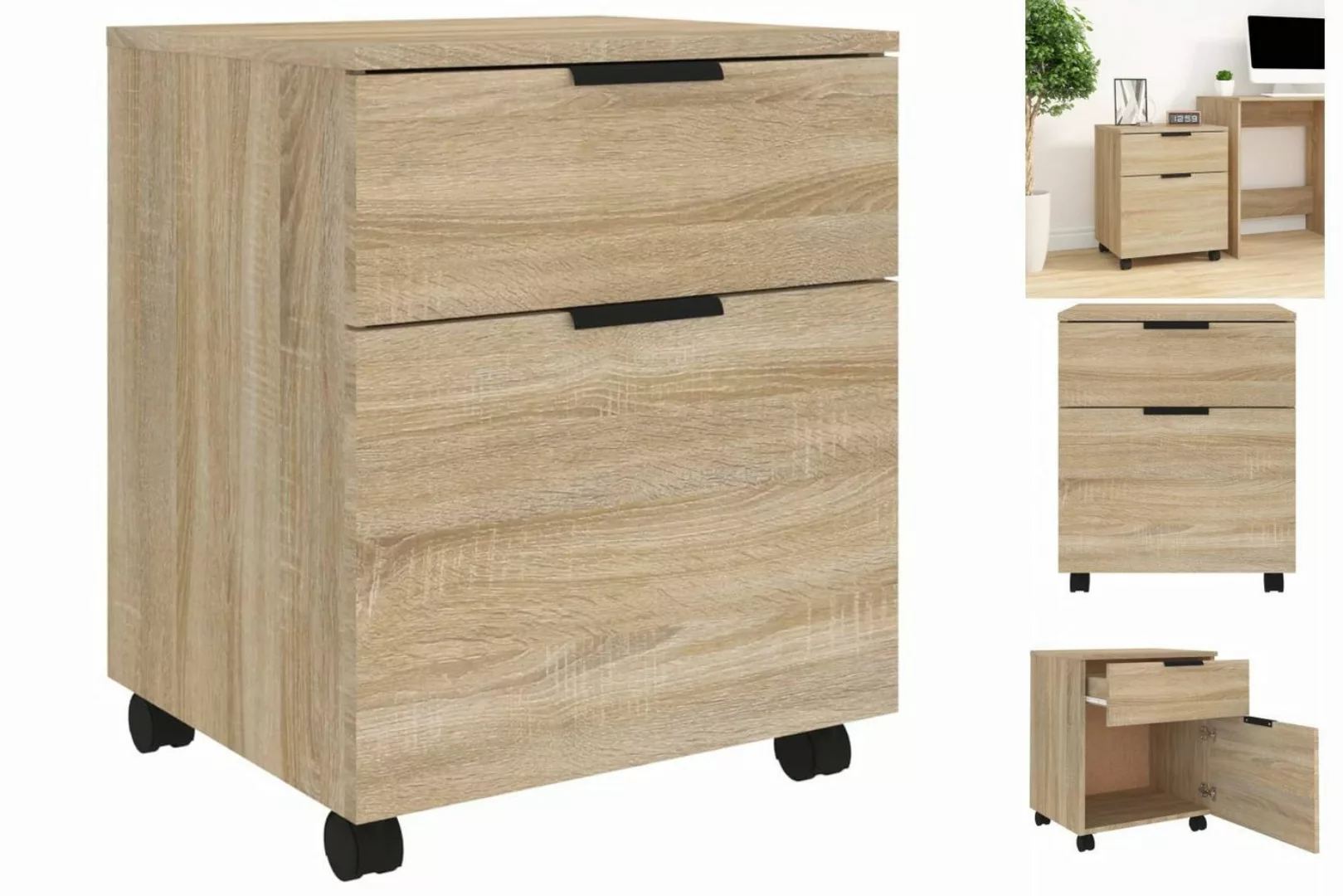 vidaXL Aktenschrank Mobiler Aktenschrank mit Rollen Sonoma-Eiche 45x38x54 c günstig online kaufen