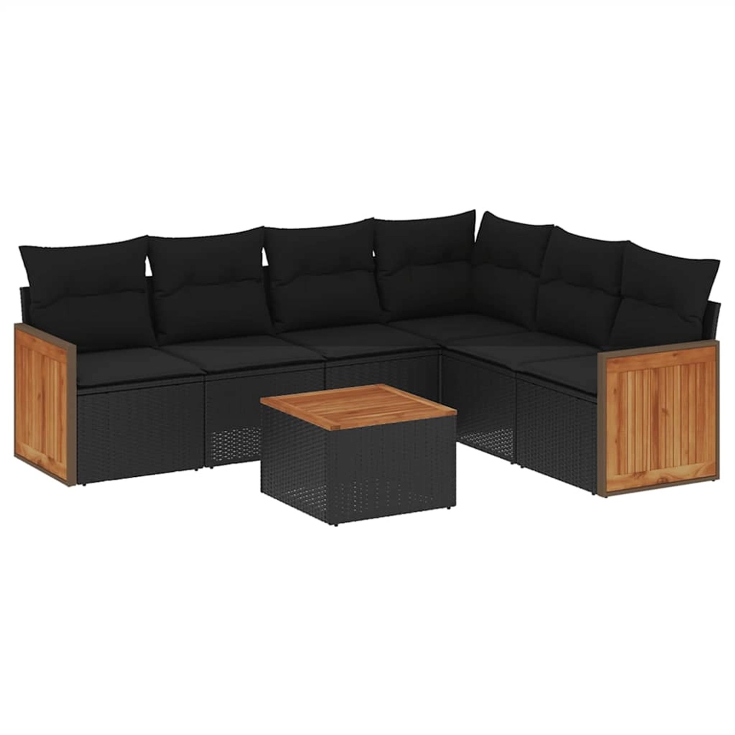 vidaXL 7-Tlg Garten-Sofagarnitur mit Kissen Schwarz Poly Rattan 3260088 günstig online kaufen